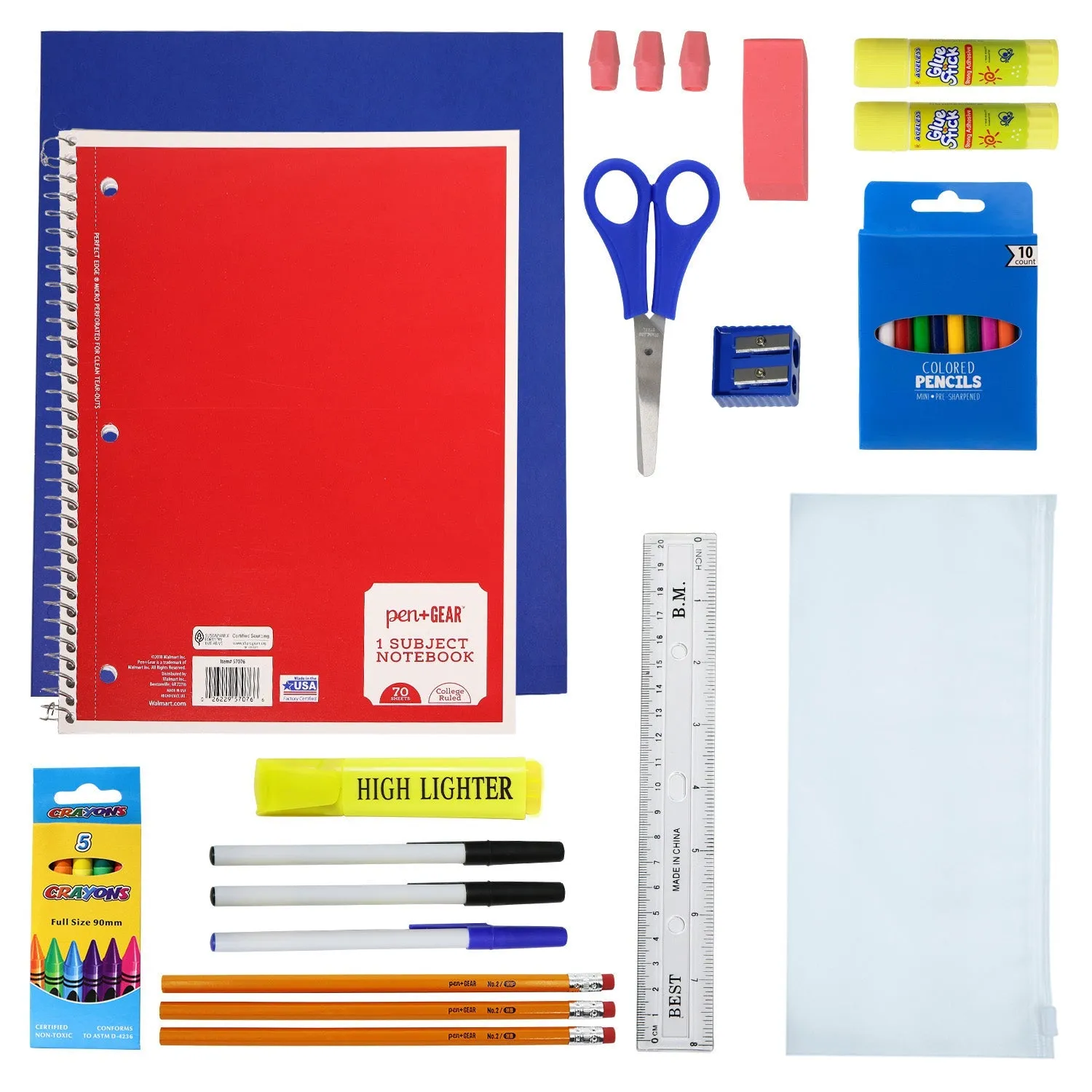 12 Wholesale 18" Premium Laptop Backpacks & 12 Bulk School Supply Kits of Your Choice