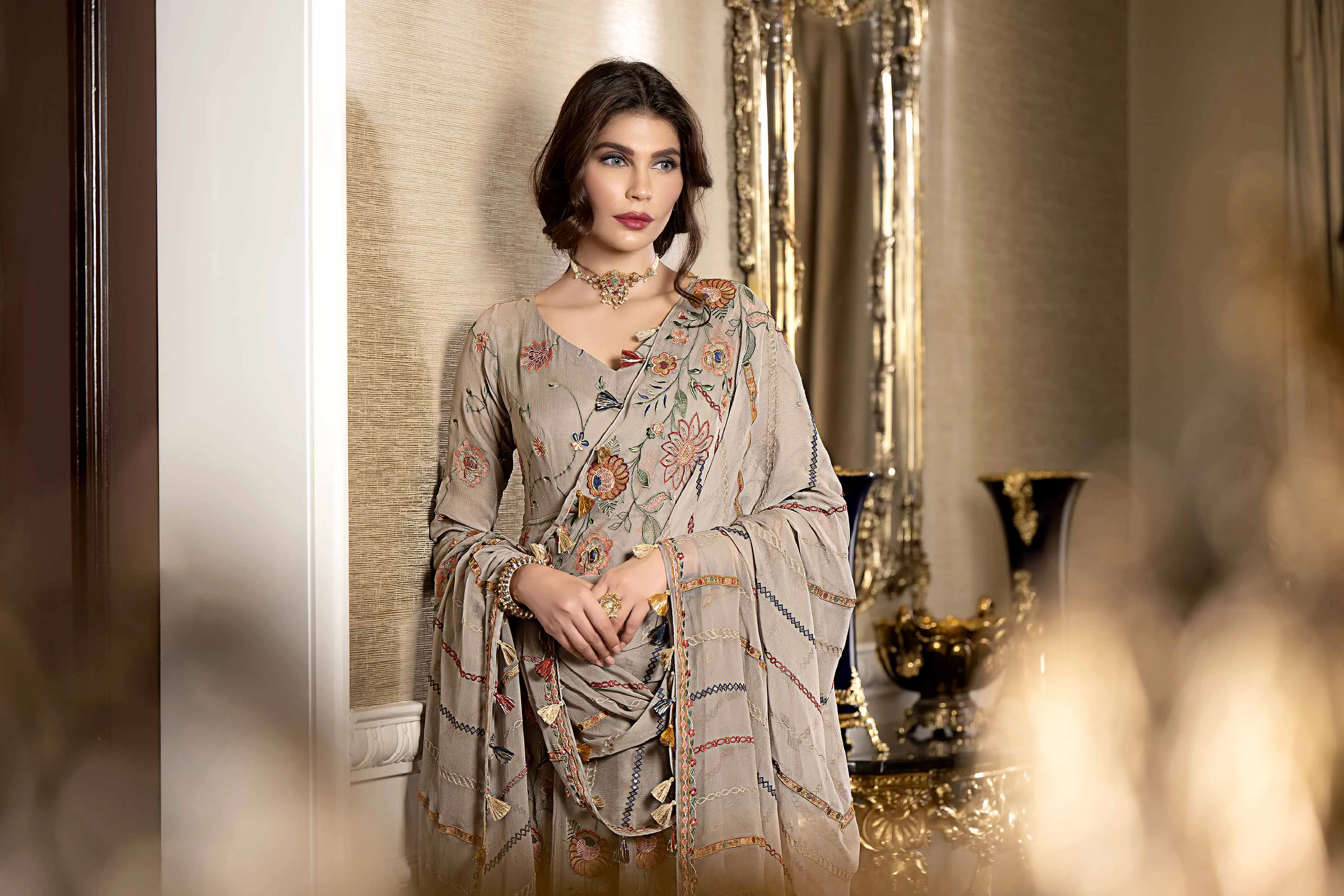 2 Piece - Embroidered Suit - 42308008