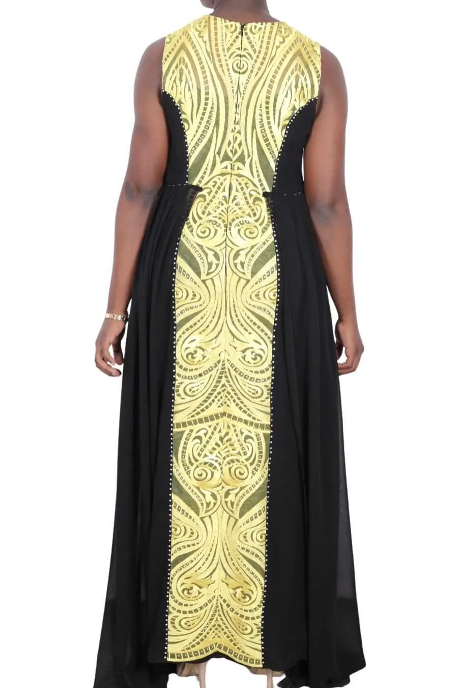 African Evening Black and Yellow Dress