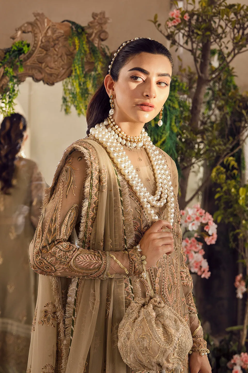 Afrozeh La Fuchsia Embroidered Chiffon Unstitched 3 Piece Suit - 04