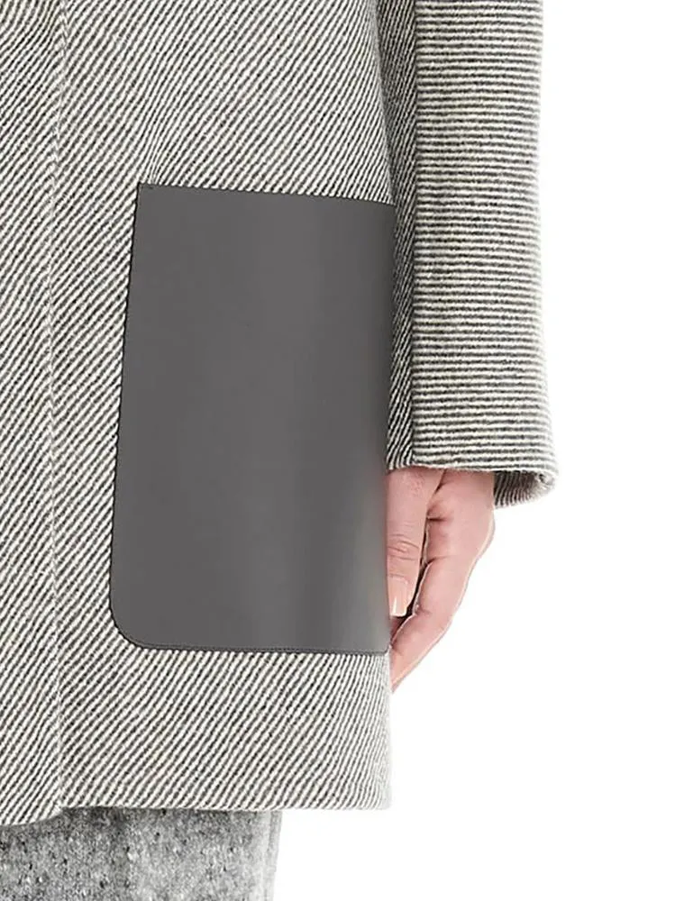 Agnona Hooded Contrast Pockets Coat