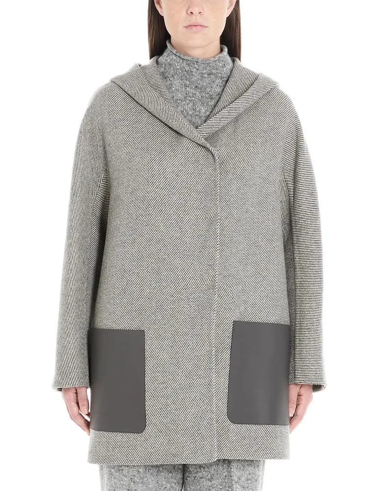 Agnona Hooded Contrast Pockets Coat