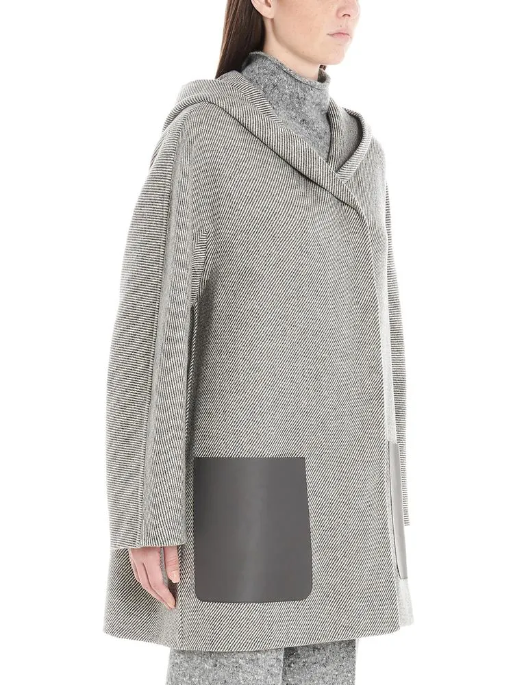 Agnona Hooded Contrast Pockets Coat