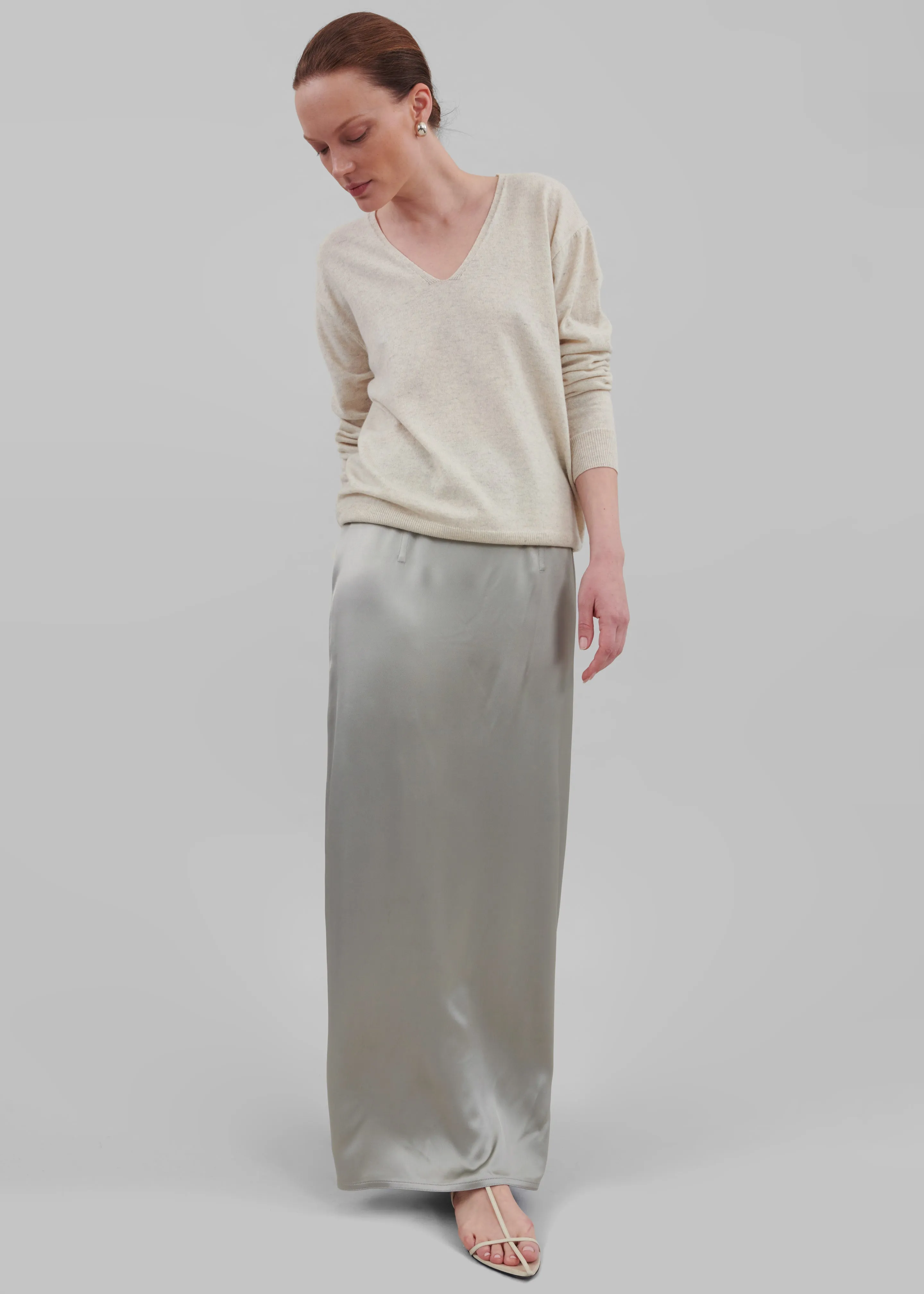 Ames V Neck Sweater - Oat Melange