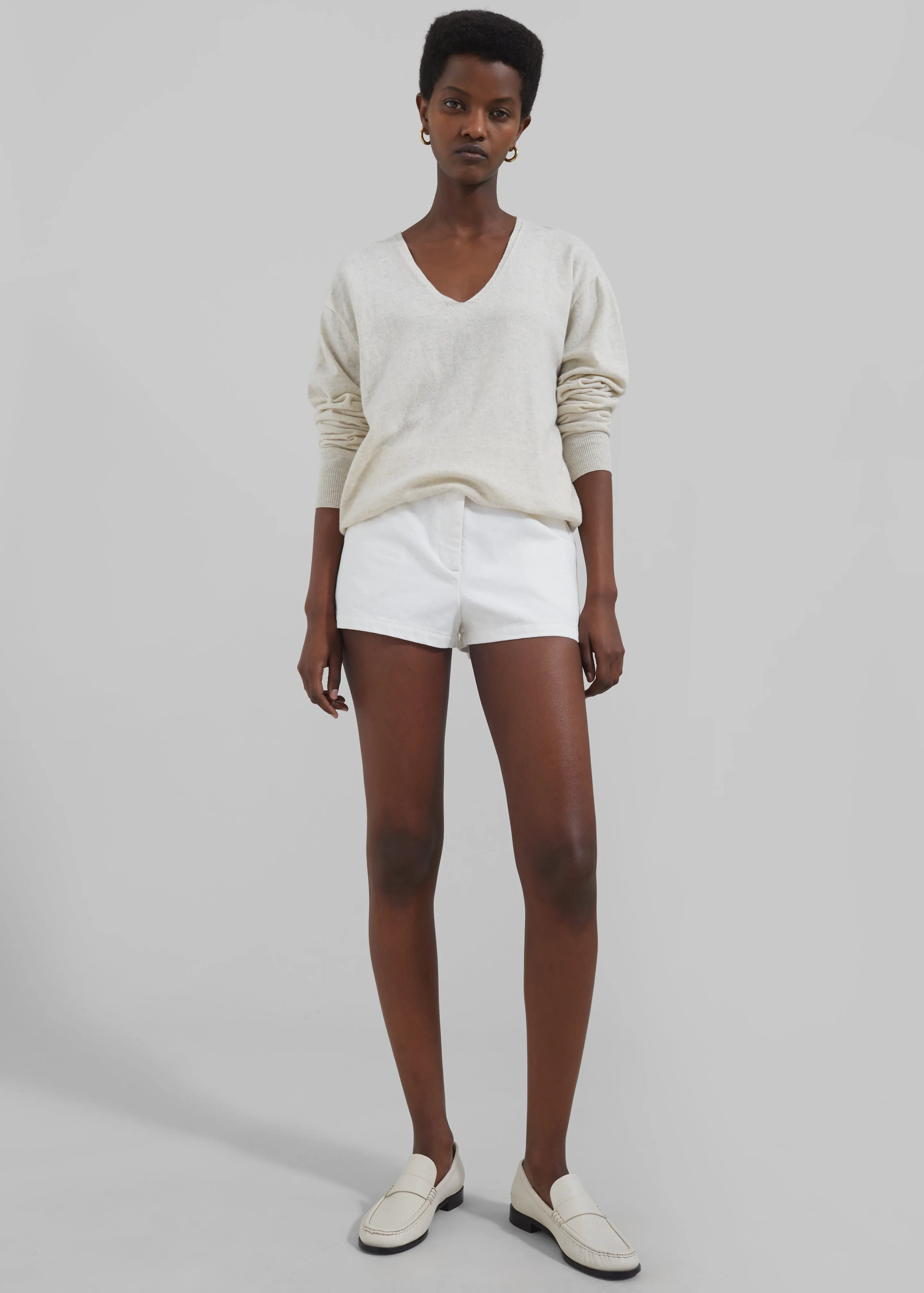 Ames V Neck Sweater - Oat Melange
