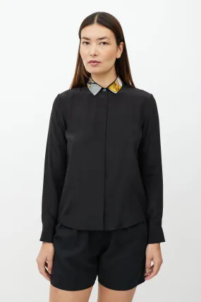 Black & Multicolour Embroidered Collar Shirt