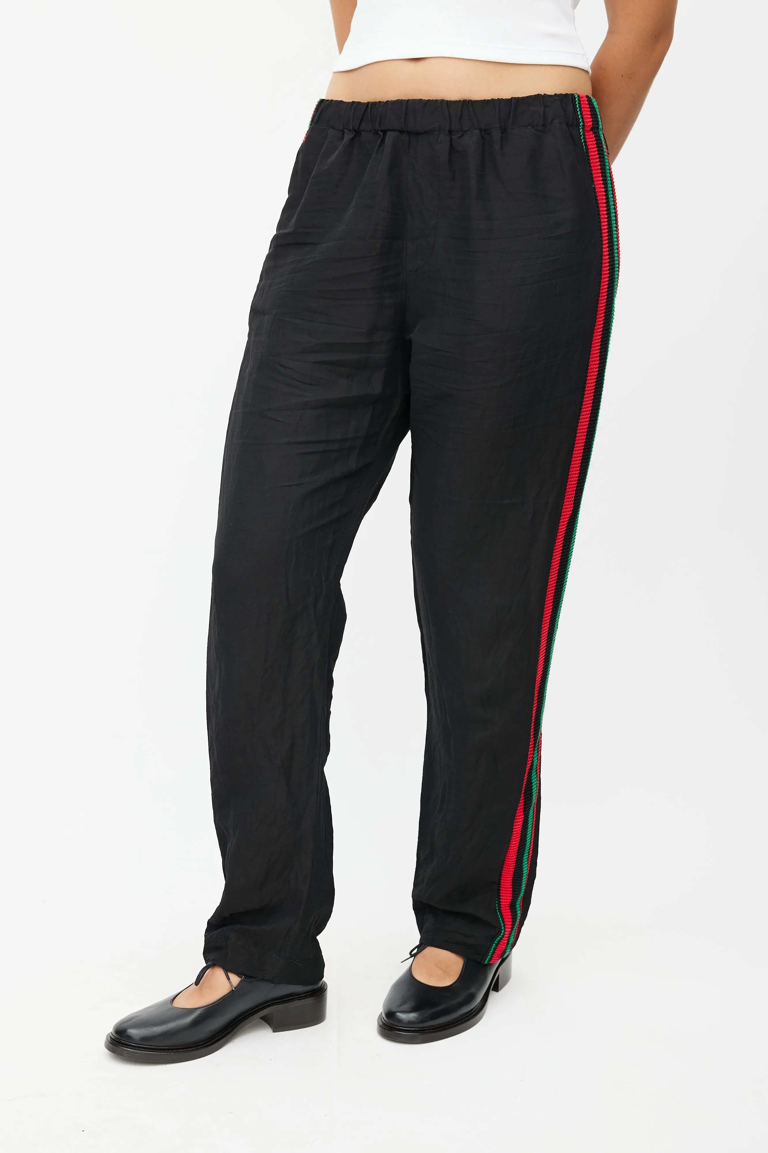 Black & Multicolour Knit Linen Trouser