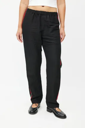 Black & Multicolour Knit Linen Trouser