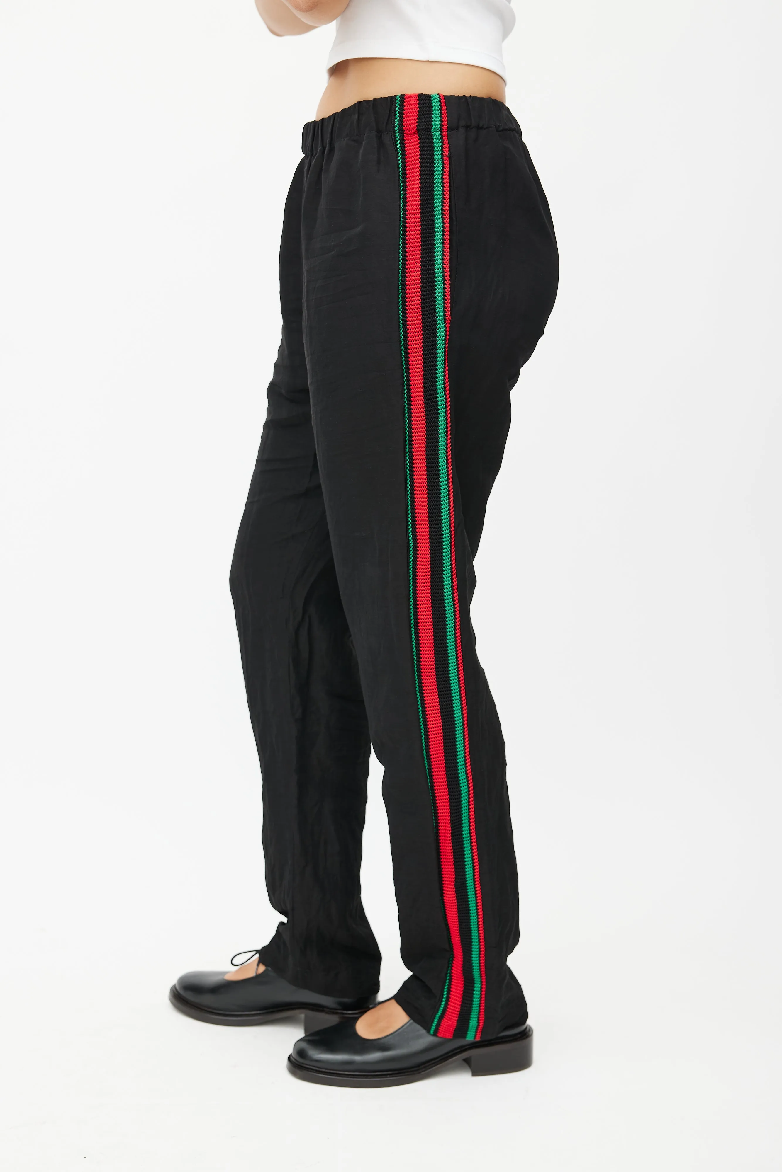 Black & Multicolour Knit Linen Trouser