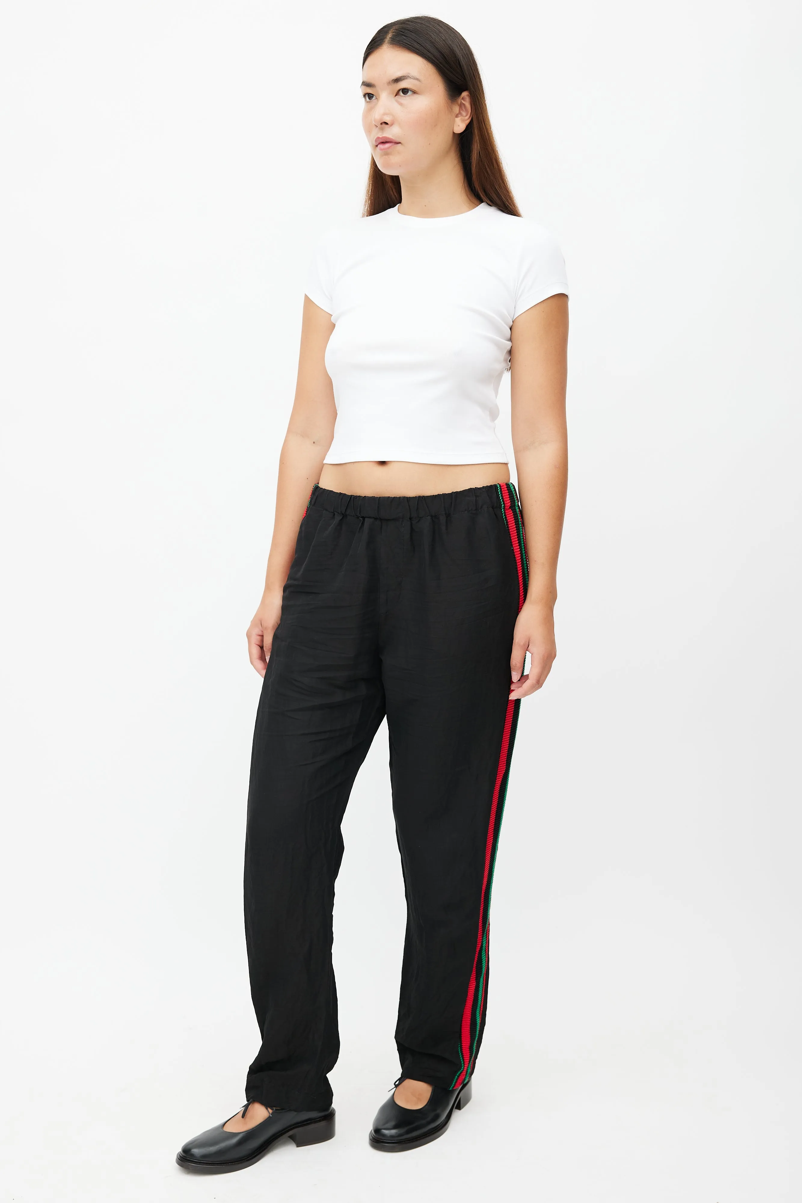 Black & Multicolour Knit Linen Trouser