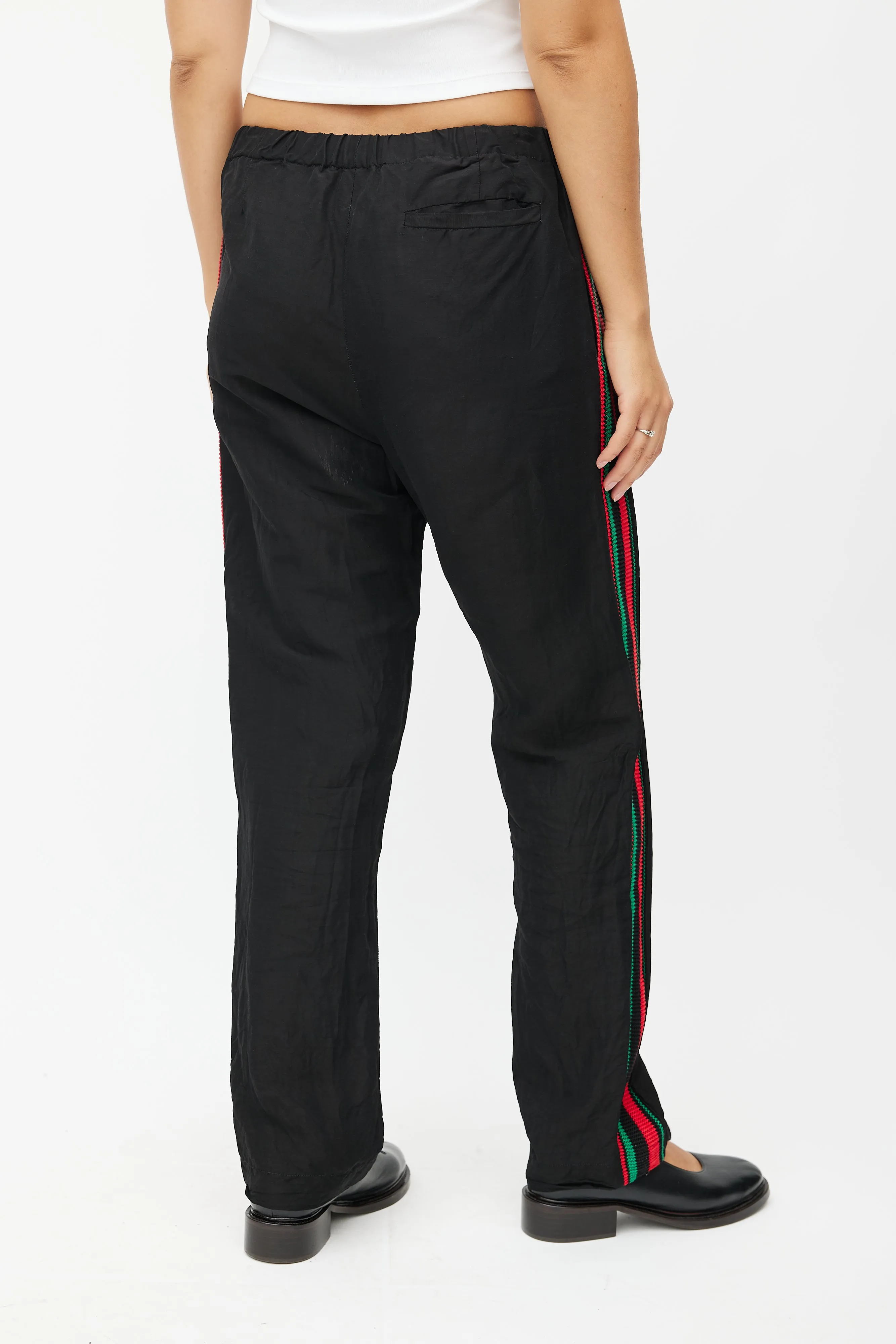 Black & Multicolour Knit Linen Trouser