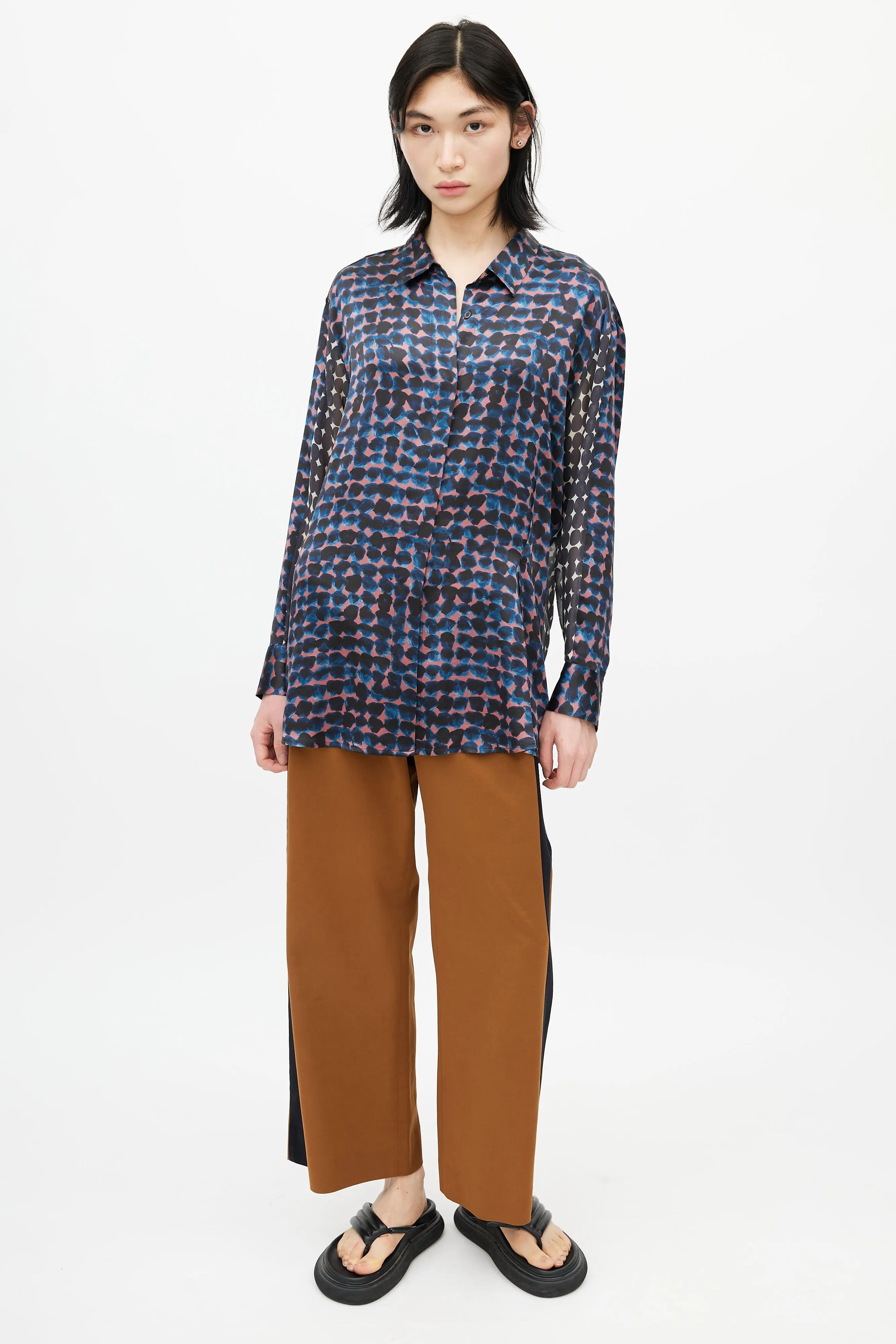 Black & Multicolour Polka Dot Silk Shirt