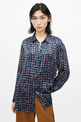 Black & Multicolour Polka Dot Silk Shirt