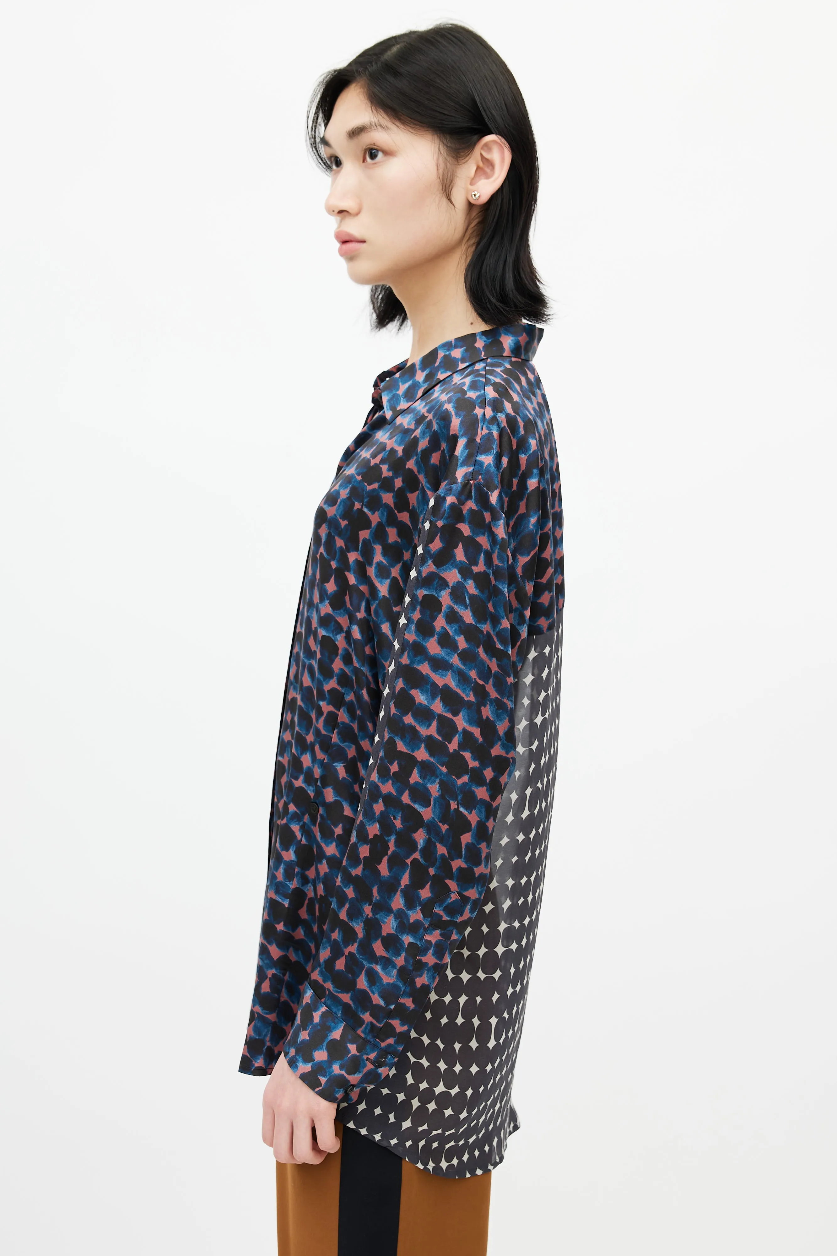 Black & Multicolour Polka Dot Silk Shirt