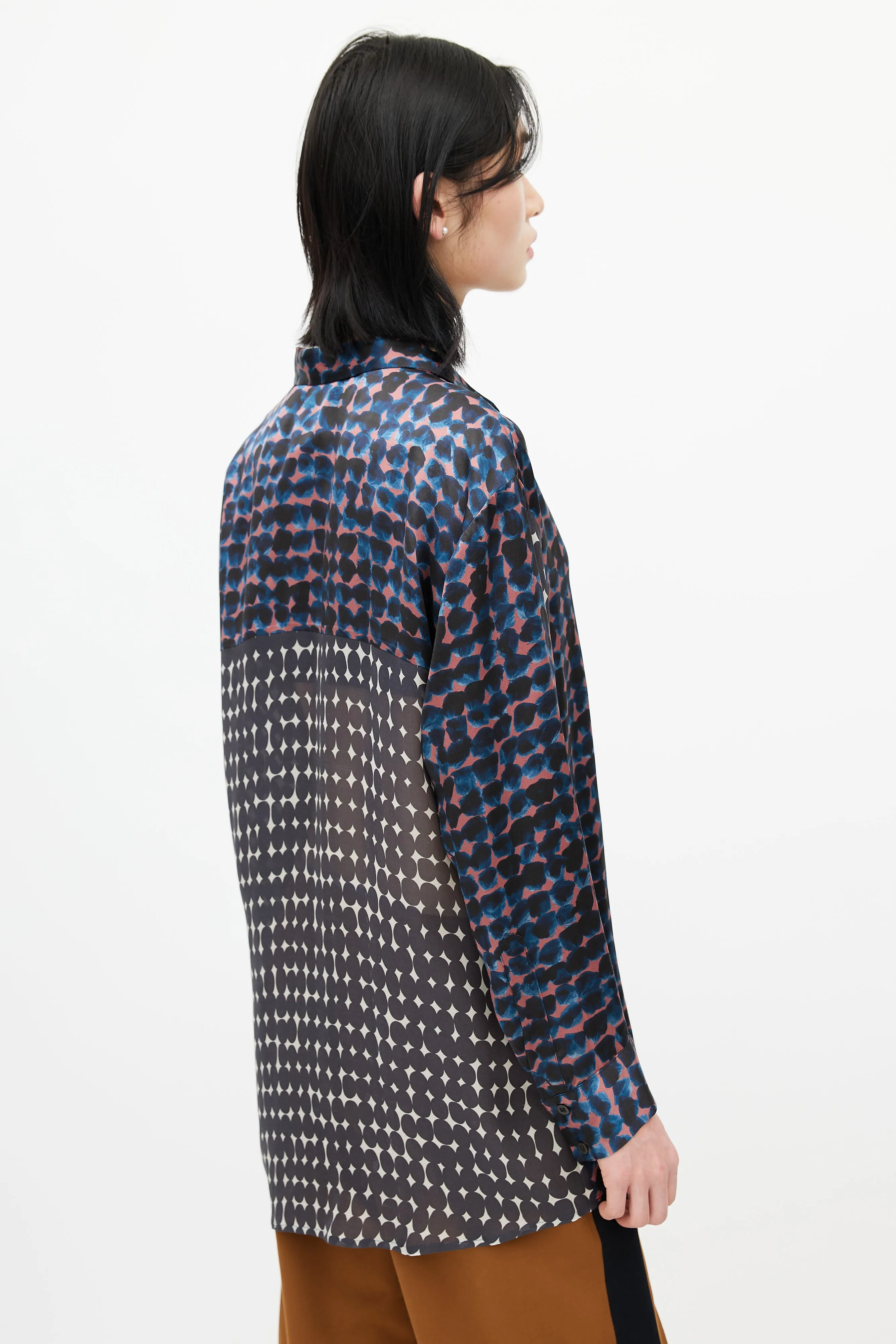 Black & Multicolour Polka Dot Silk Shirt