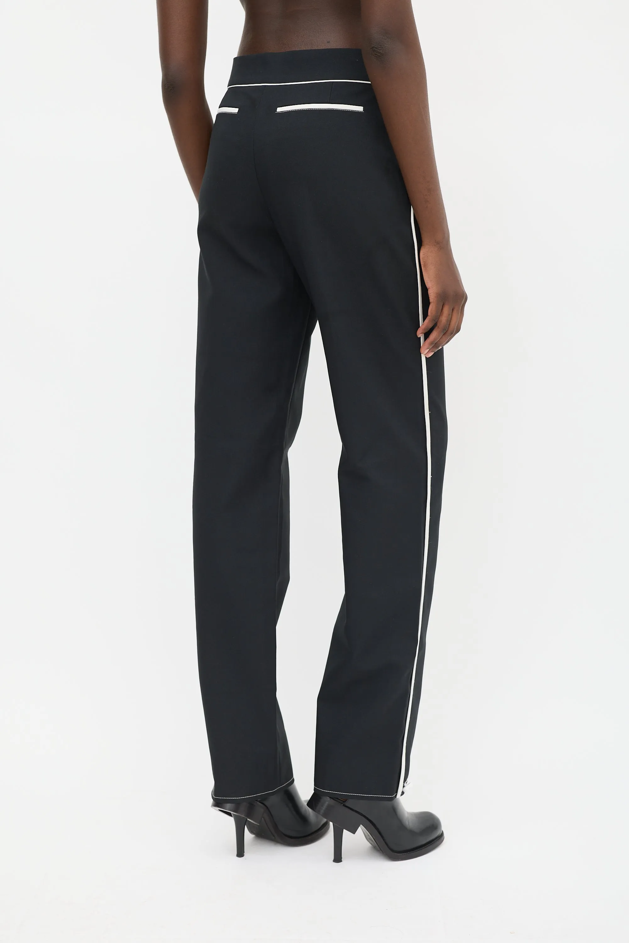 Black & White Striped Tuxedo Trouser