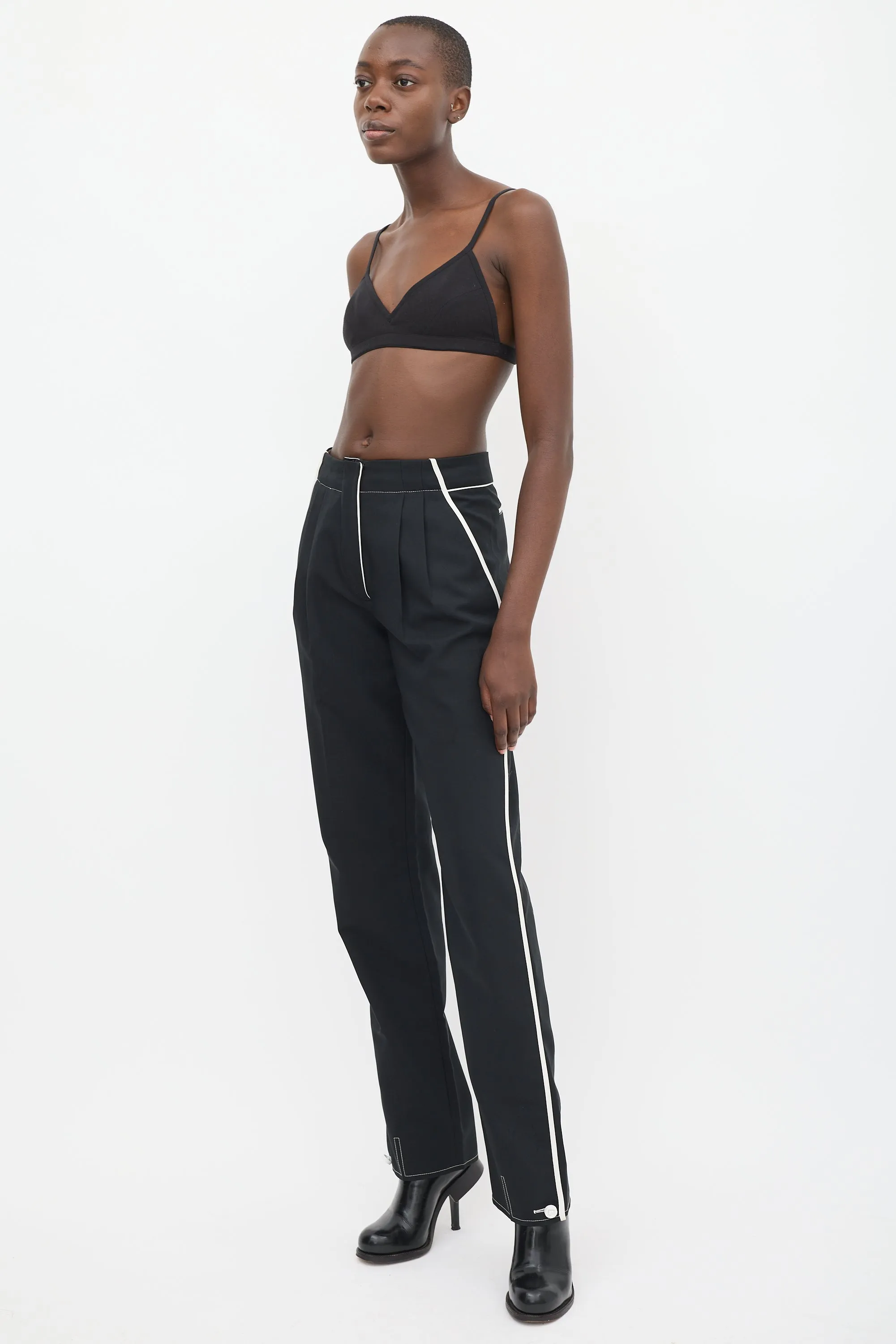 Black & White Striped Tuxedo Trouser