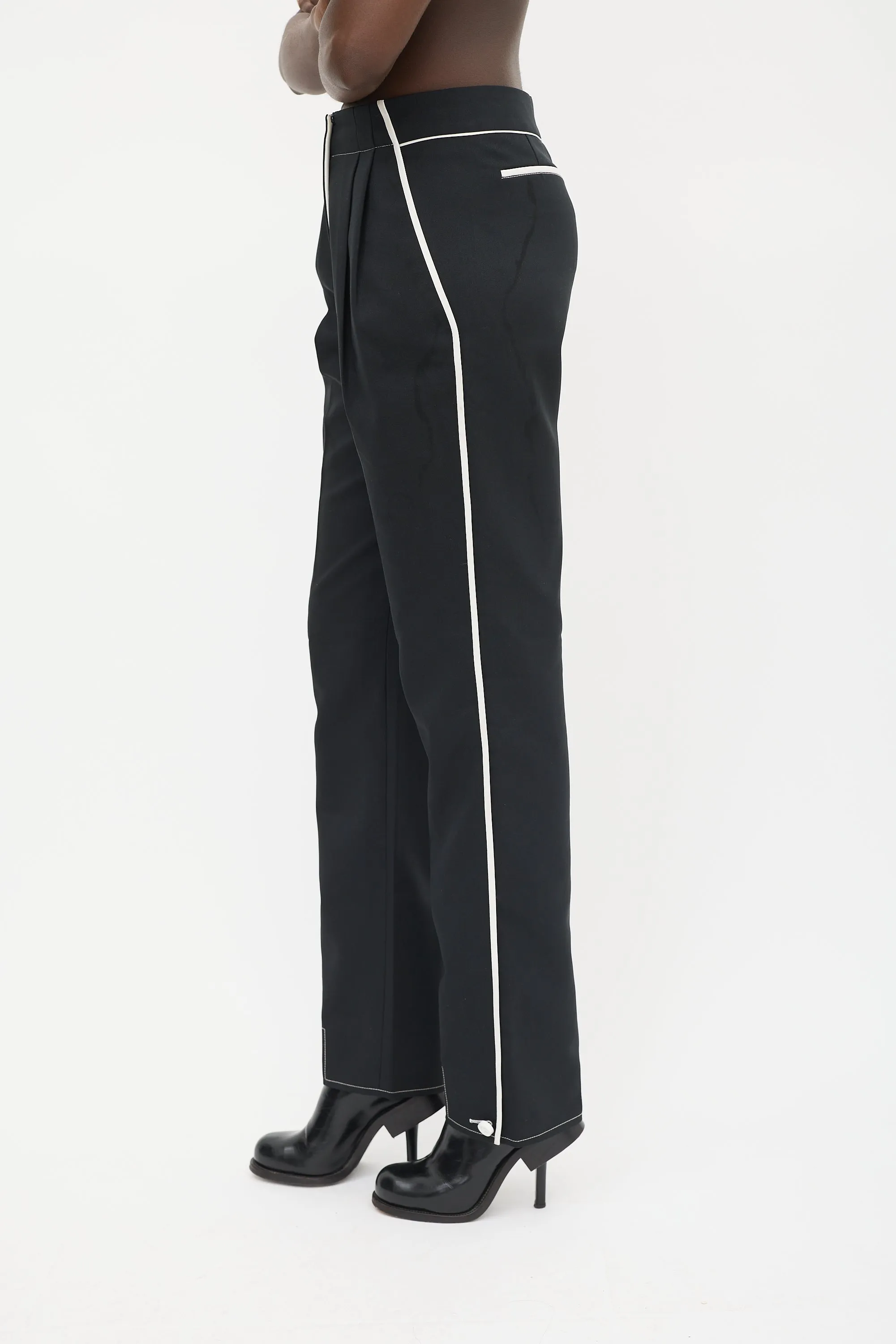 Black & White Striped Tuxedo Trouser