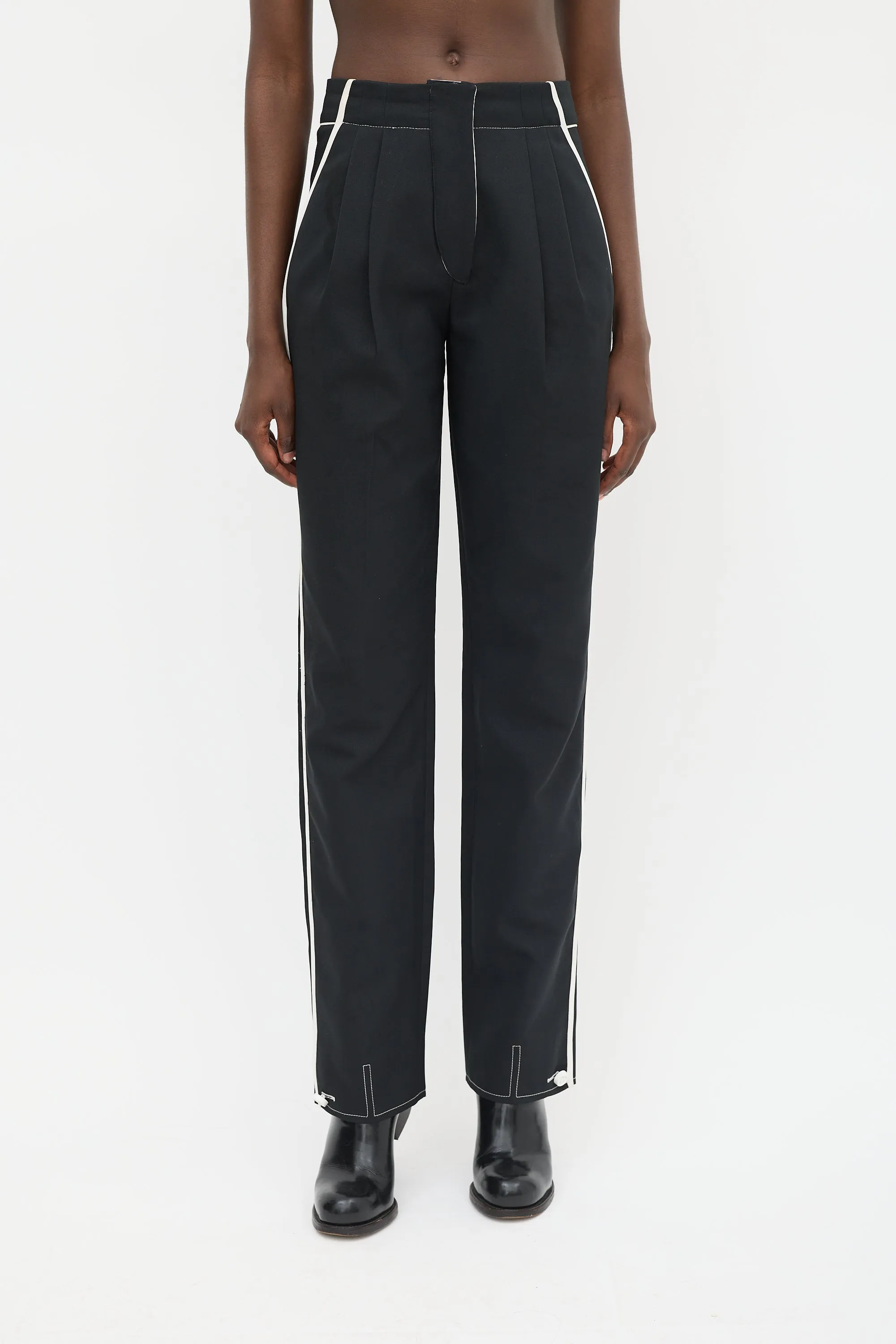 Black & White Striped Tuxedo Trouser