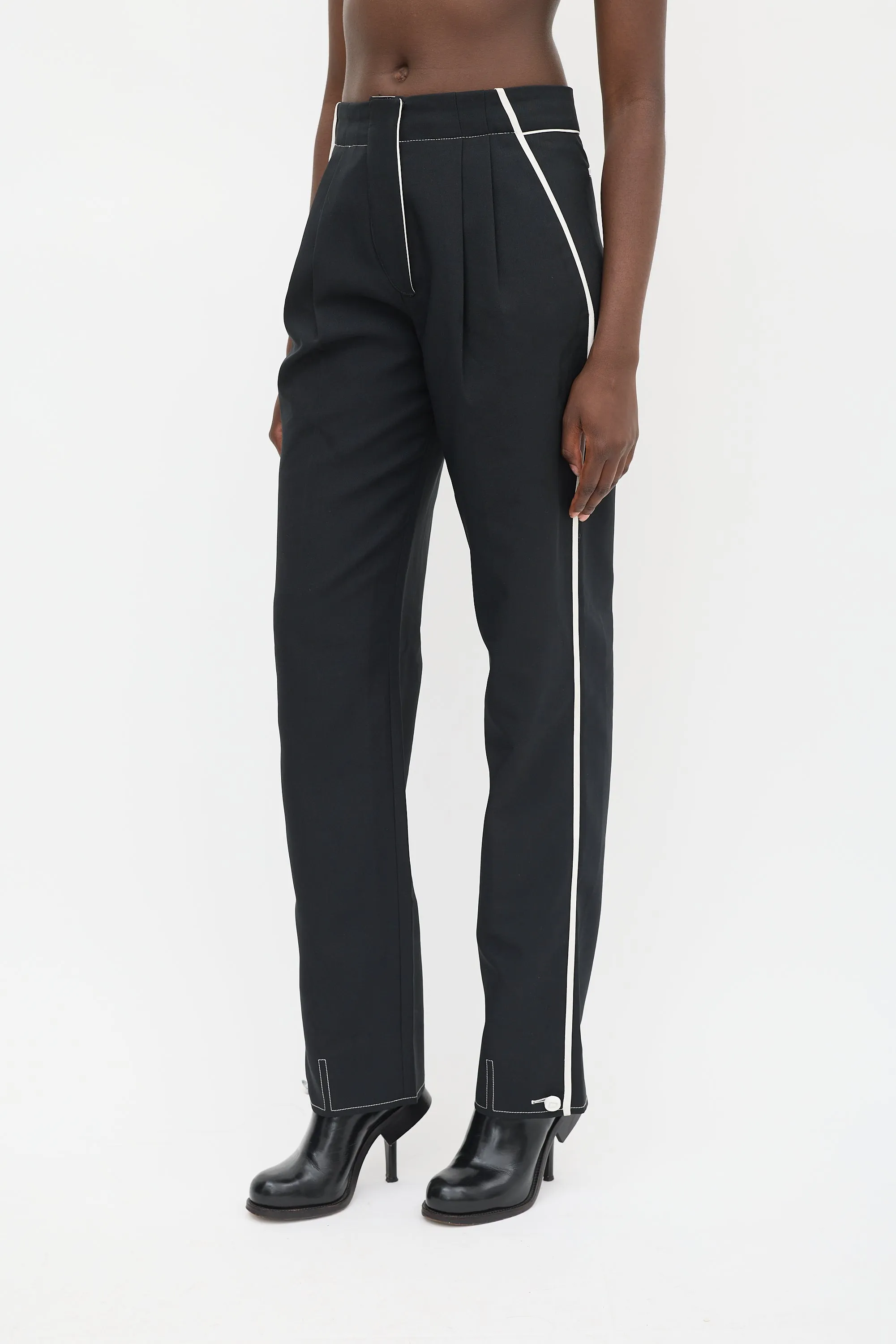 Black & White Striped Tuxedo Trouser