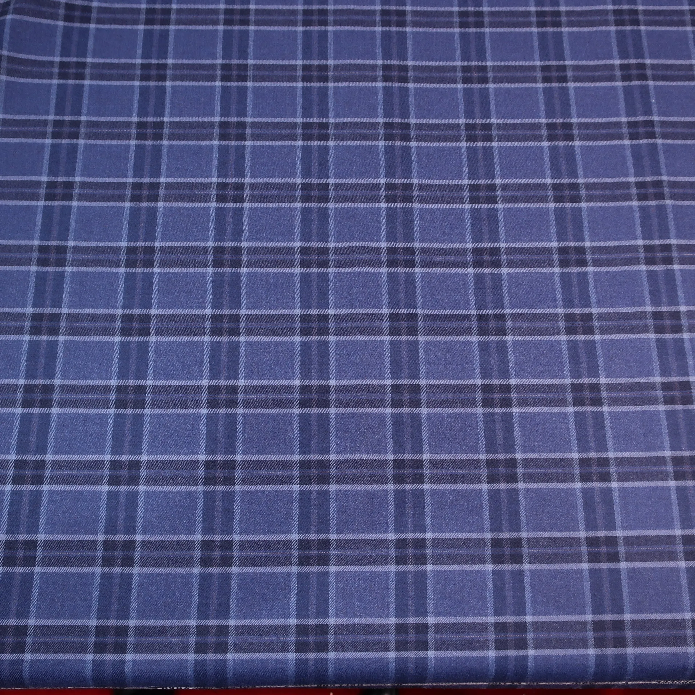 Blue Plaid Luxury Cashmere and Wool Holland & Sherry Fabric