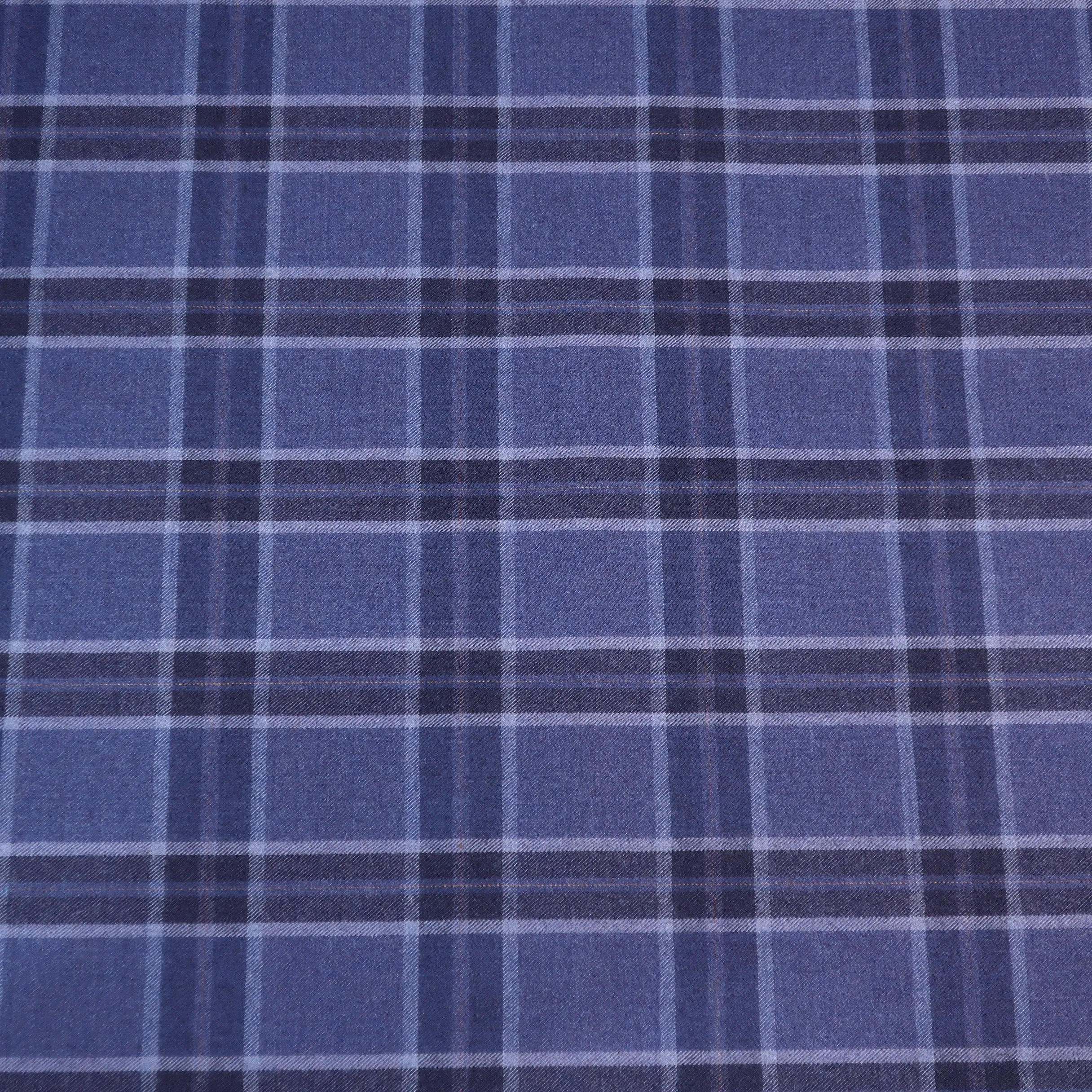 Blue Plaid Luxury Cashmere and Wool Holland & Sherry Fabric