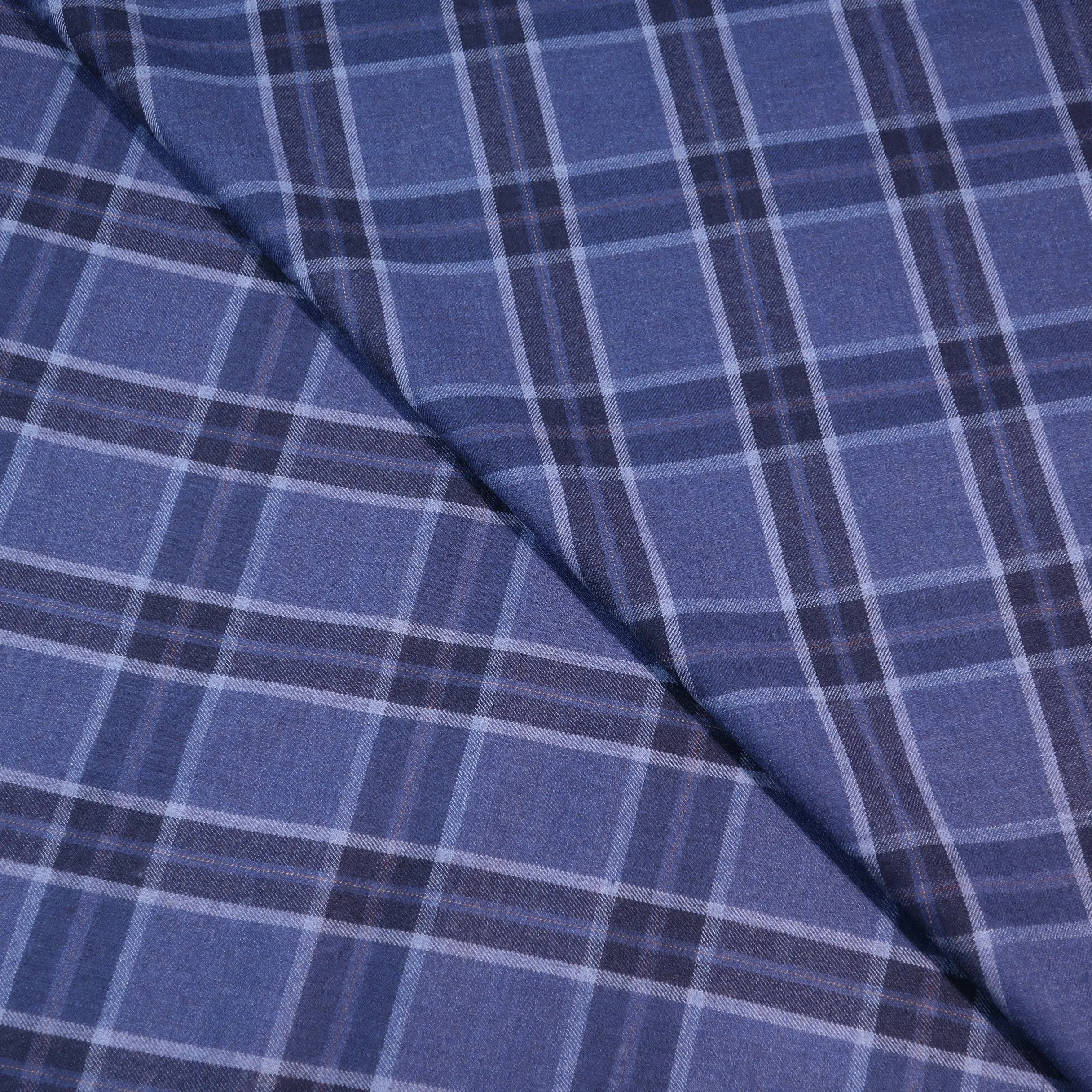 Blue Plaid Luxury Cashmere and Wool Holland & Sherry Fabric
