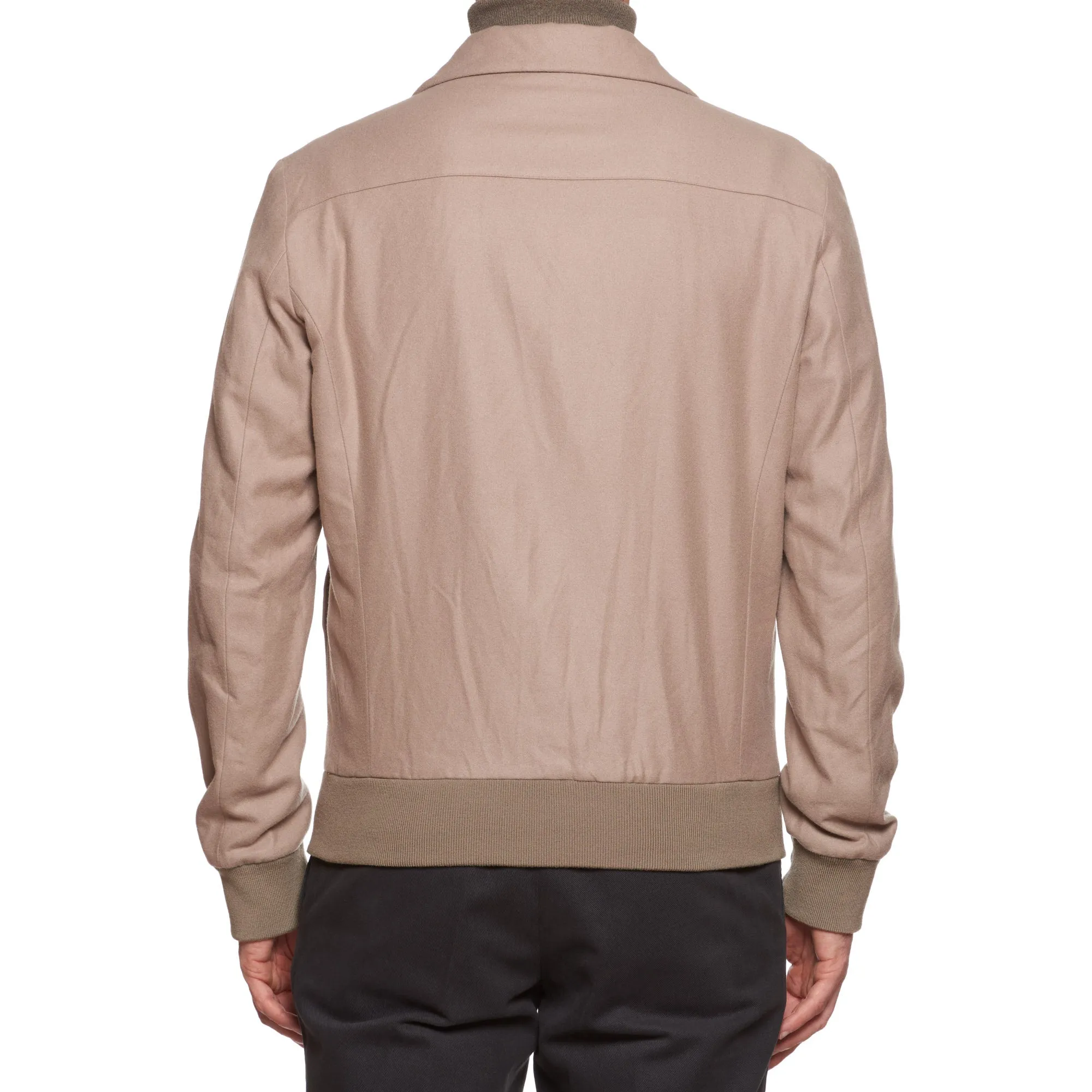 Bottega Veneta Mens Medium Size Tan Cashmere Flight Bomber Jacket - EU 50/US