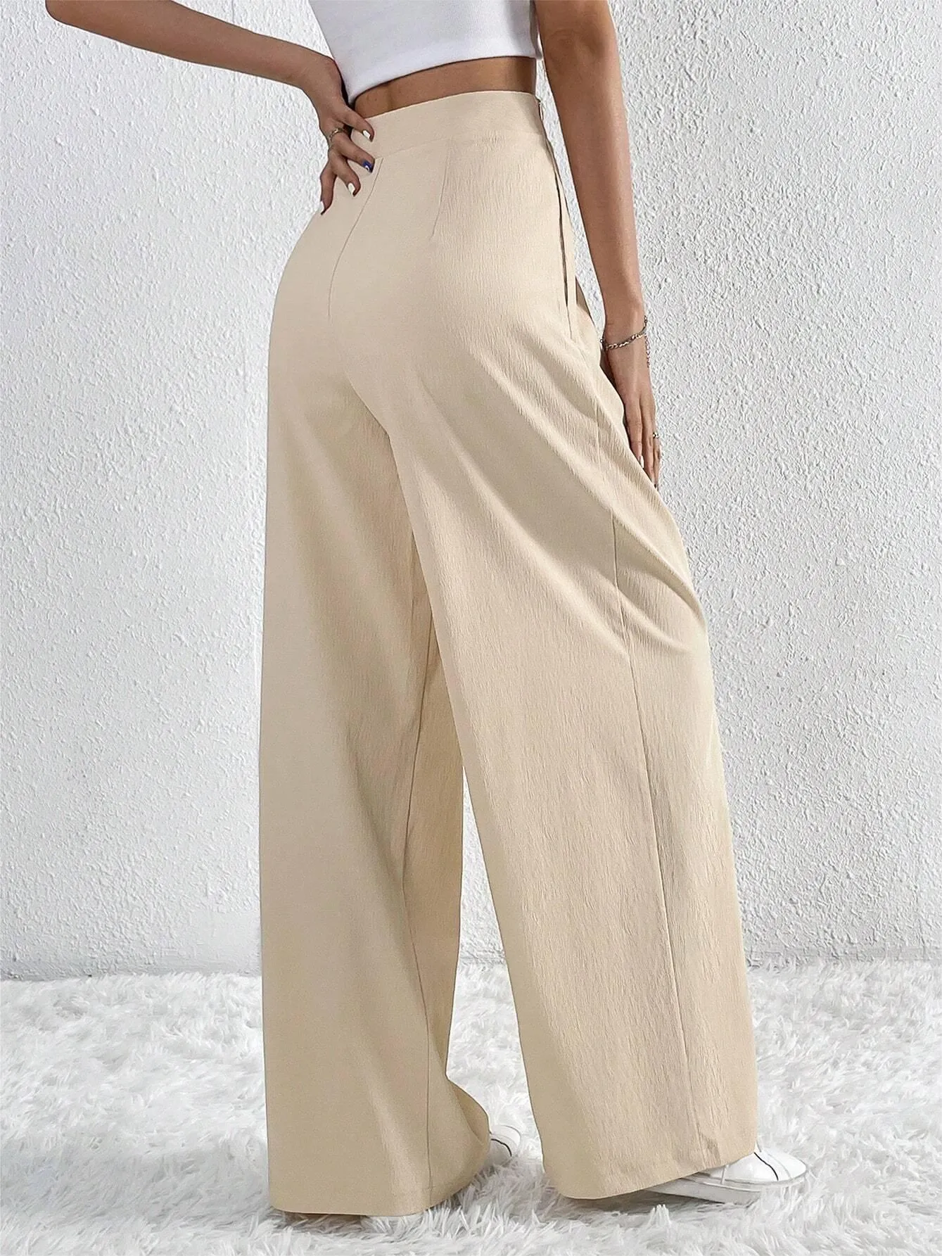 Casual Pleated Wide Leg Pants
