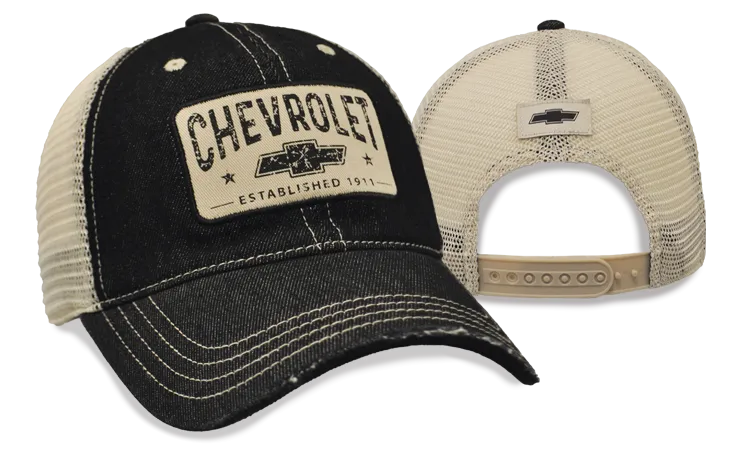 Chevrolet Black Heavy Wash Denim Cap