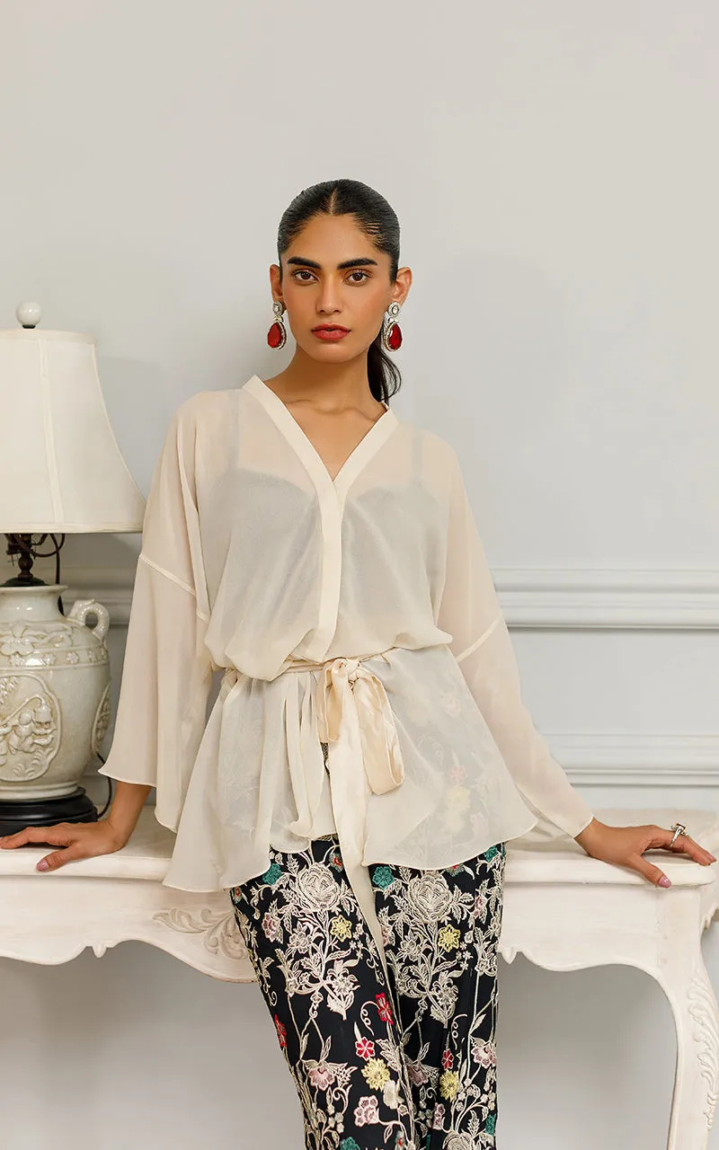 Chiffon Top With Embroidered Trouser