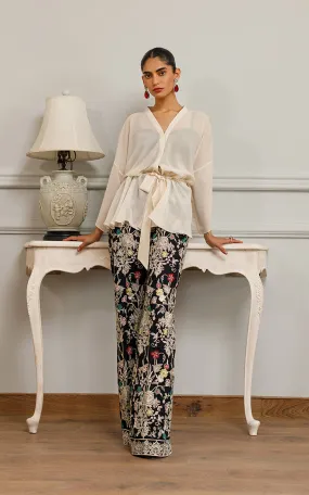 Chiffon Top With Embroidered Trouser