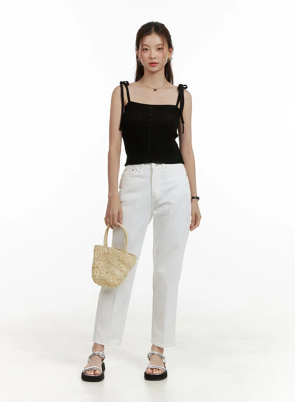 Cotton Crop Straight Fit Pants OU413
