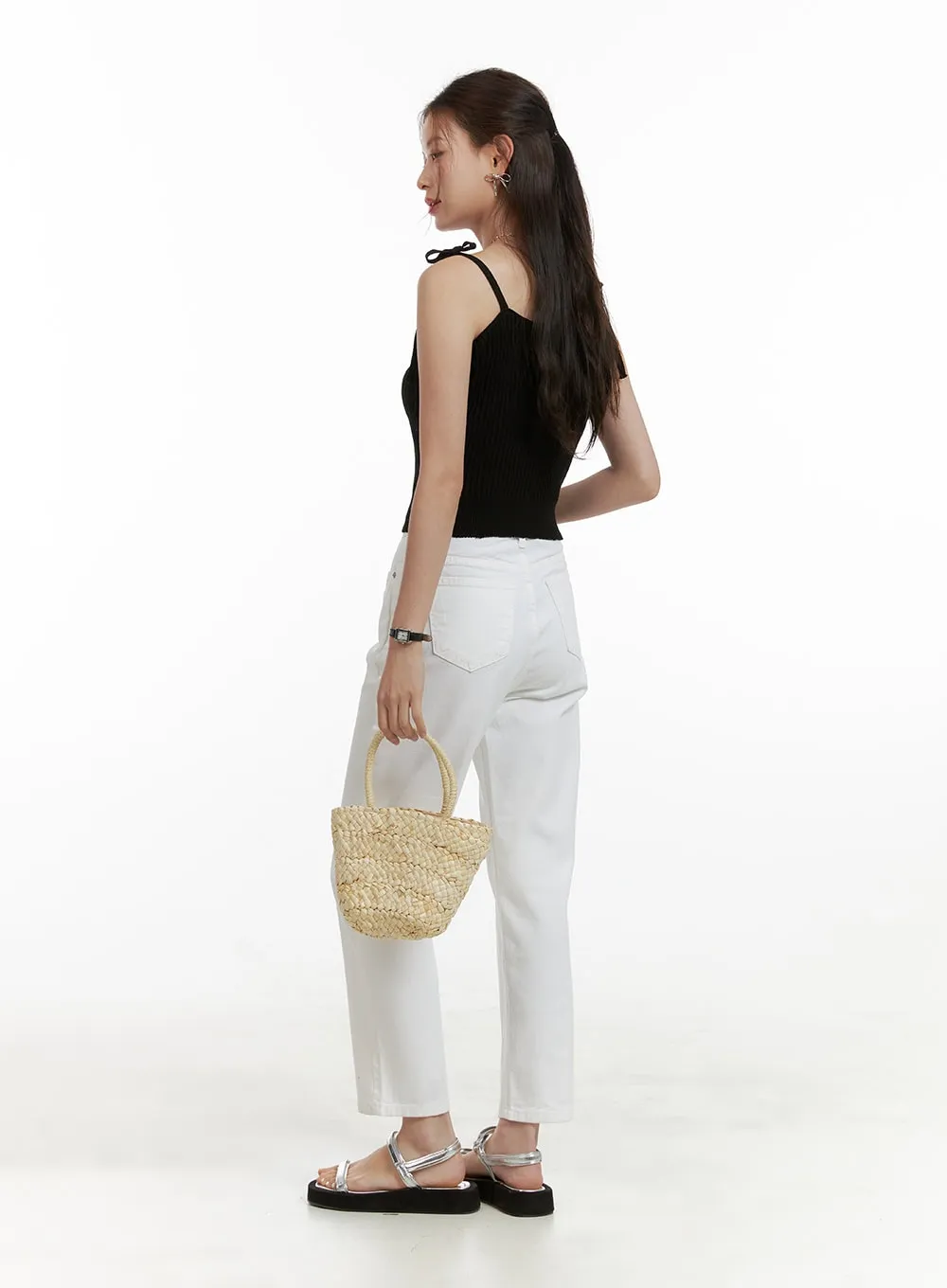 Cotton Crop Straight Fit Pants OU413