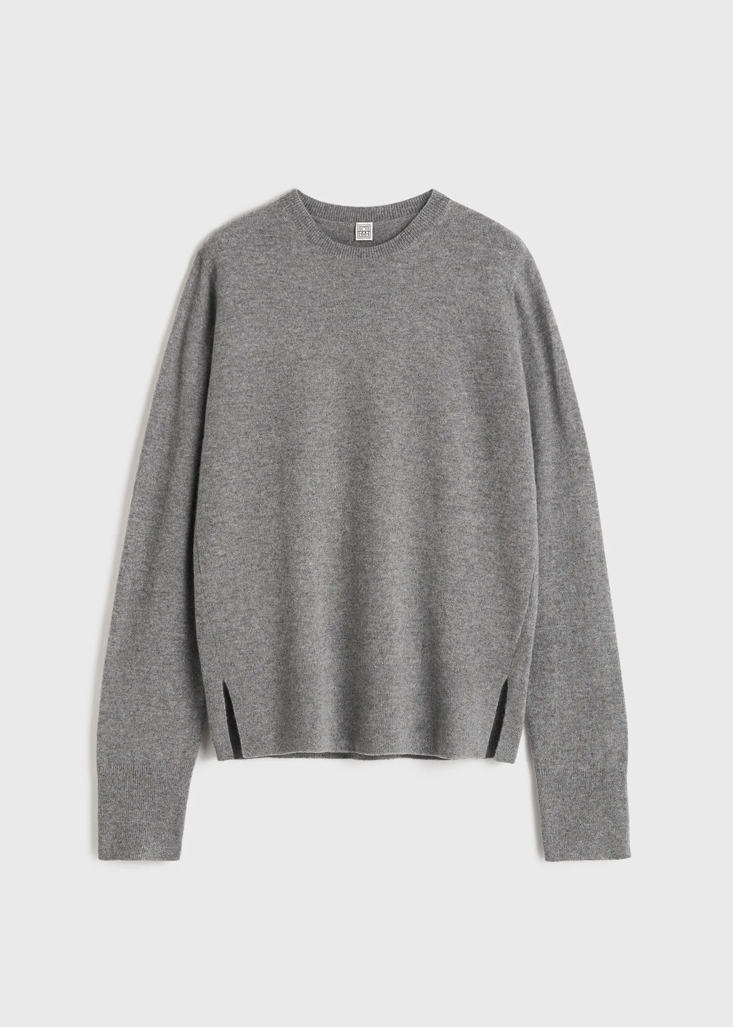 Crew-neck cashmere knit grey melange