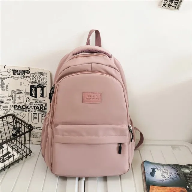 Cute Solid Color Nylon Backpack