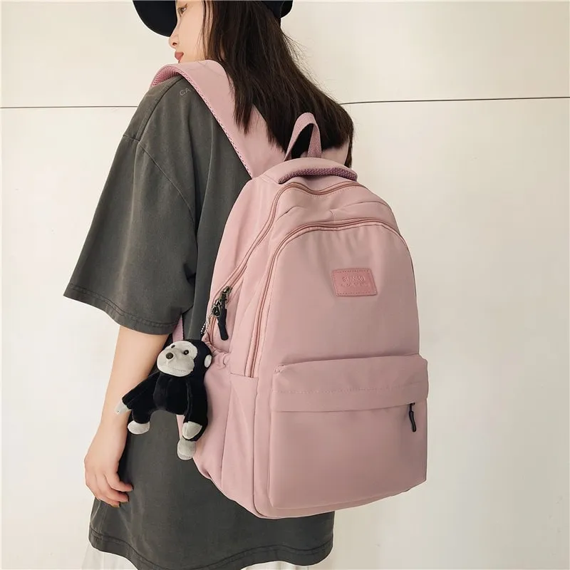 Cute Solid Color Nylon Backpack