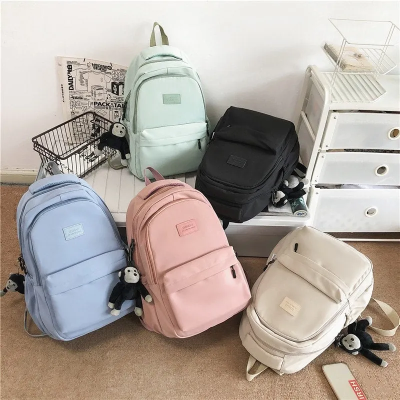 Cute Solid Color Nylon Backpack