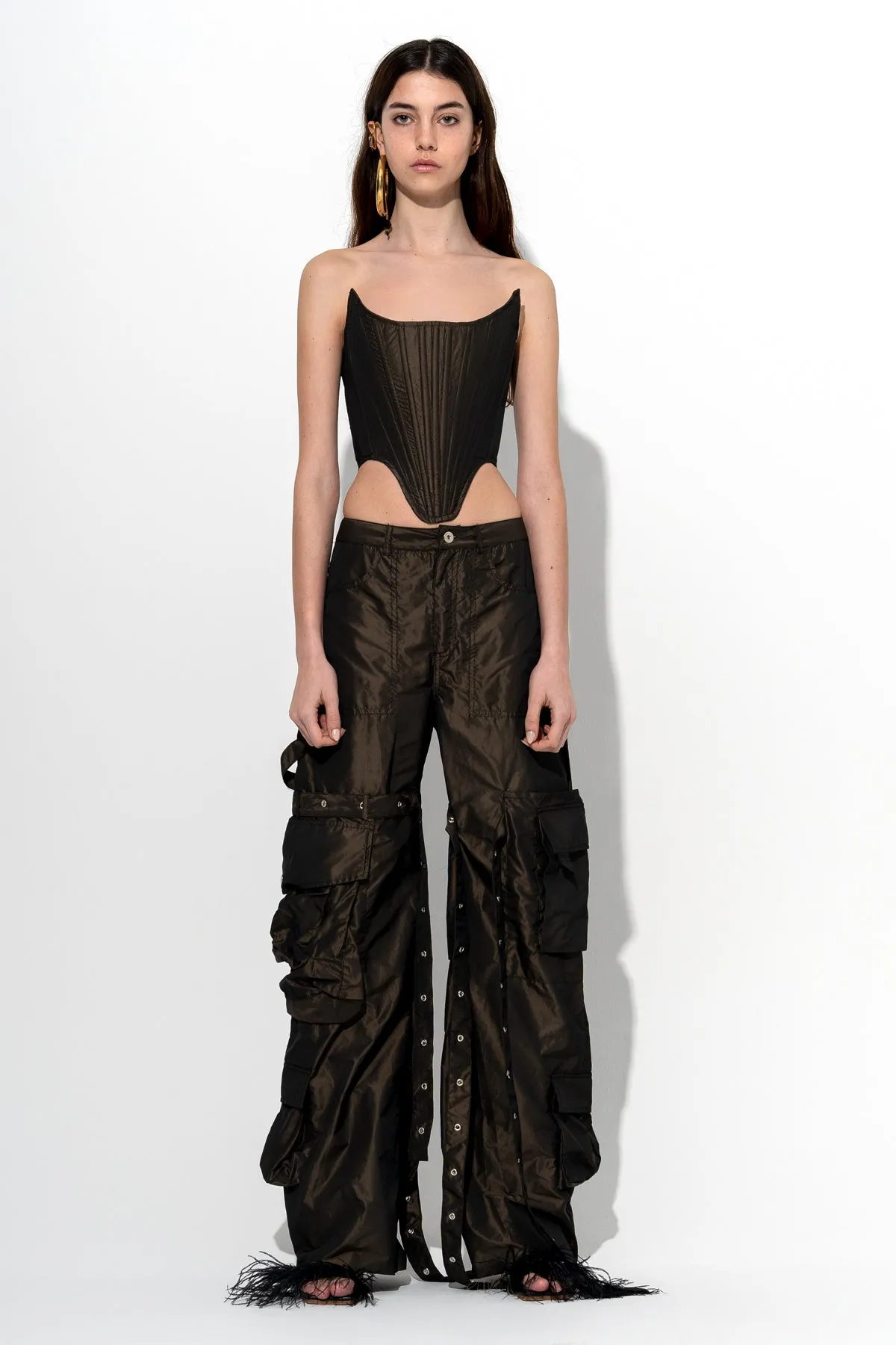 DARK BROWN MULTI POCKET TROUSERS