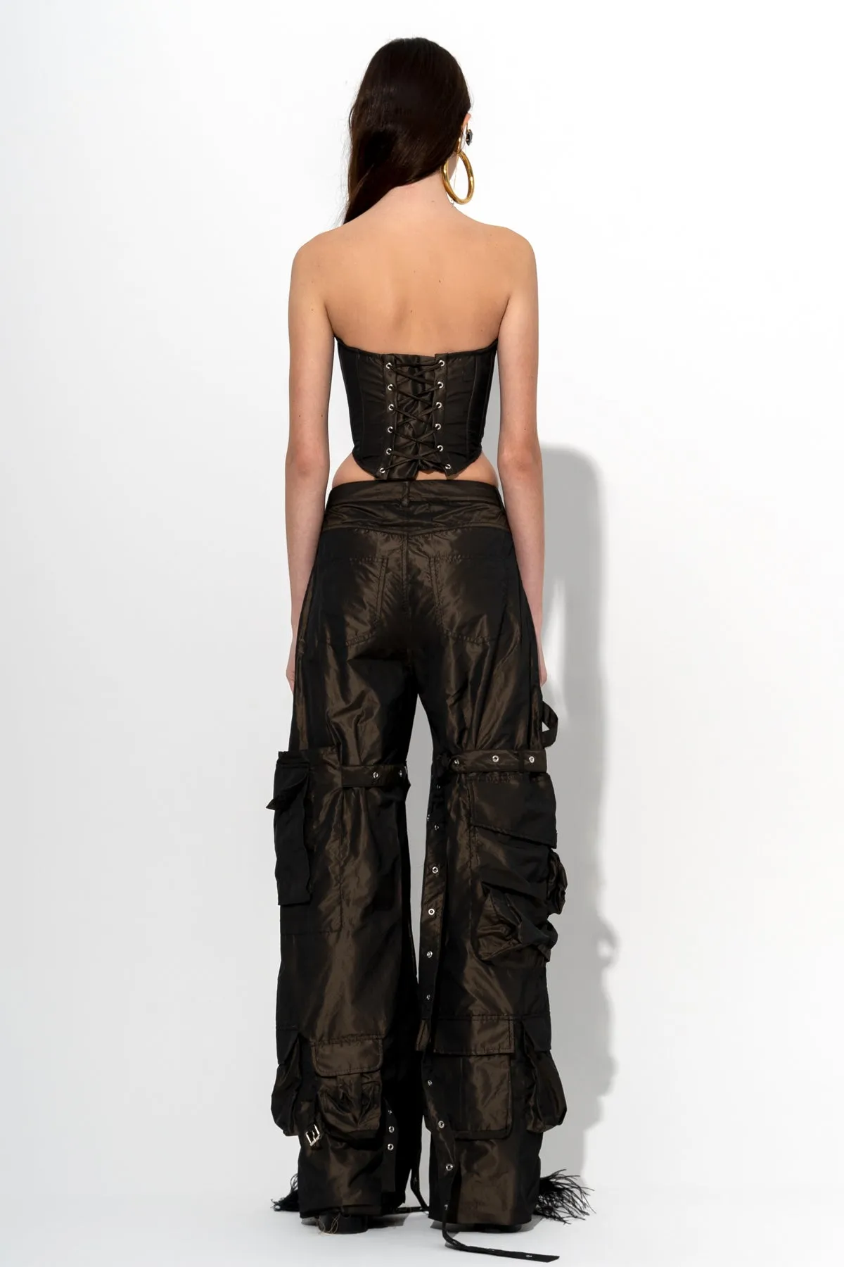 DARK BROWN MULTI POCKET TROUSERS