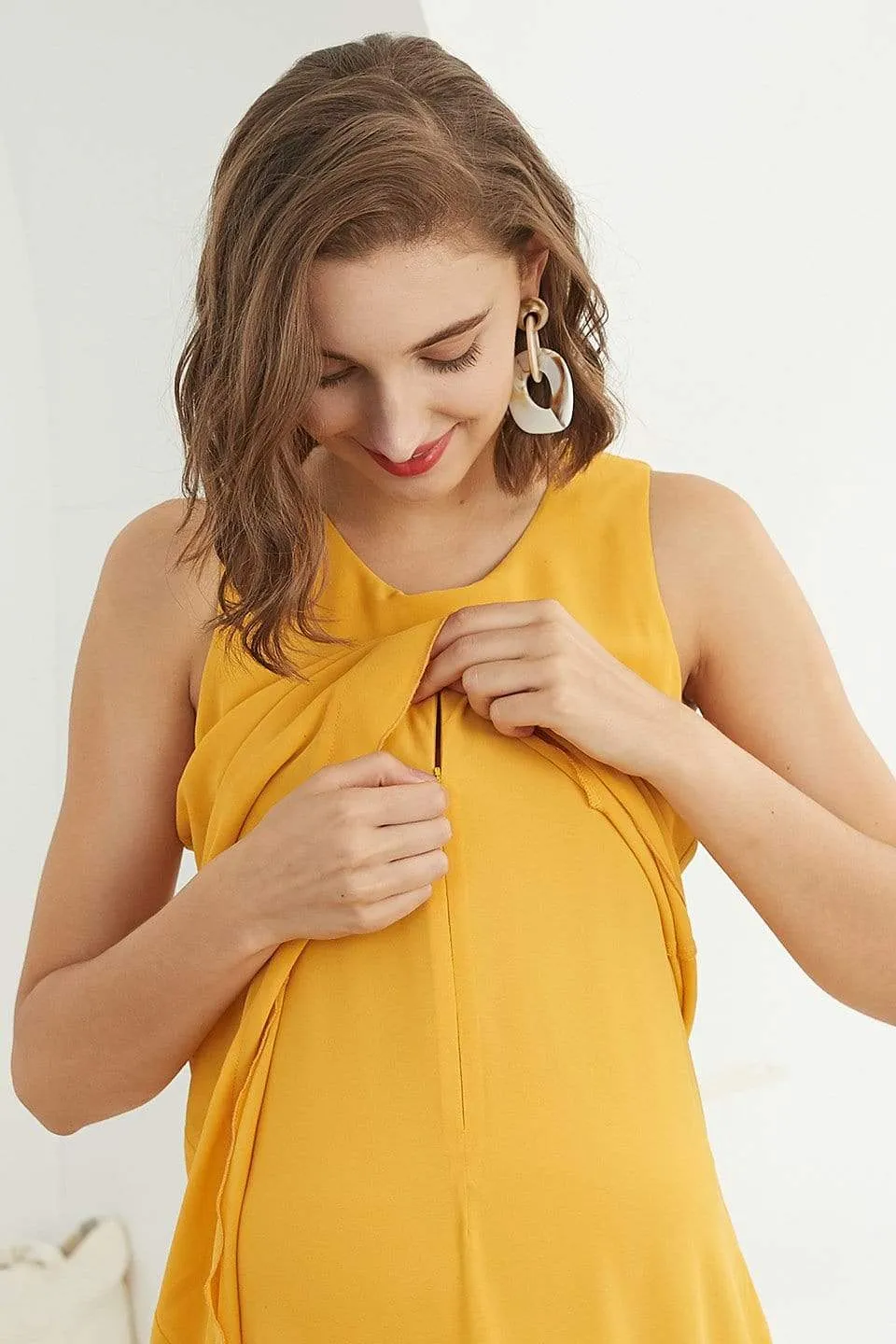 Delja Sleeveless Nursing Dress Yellow