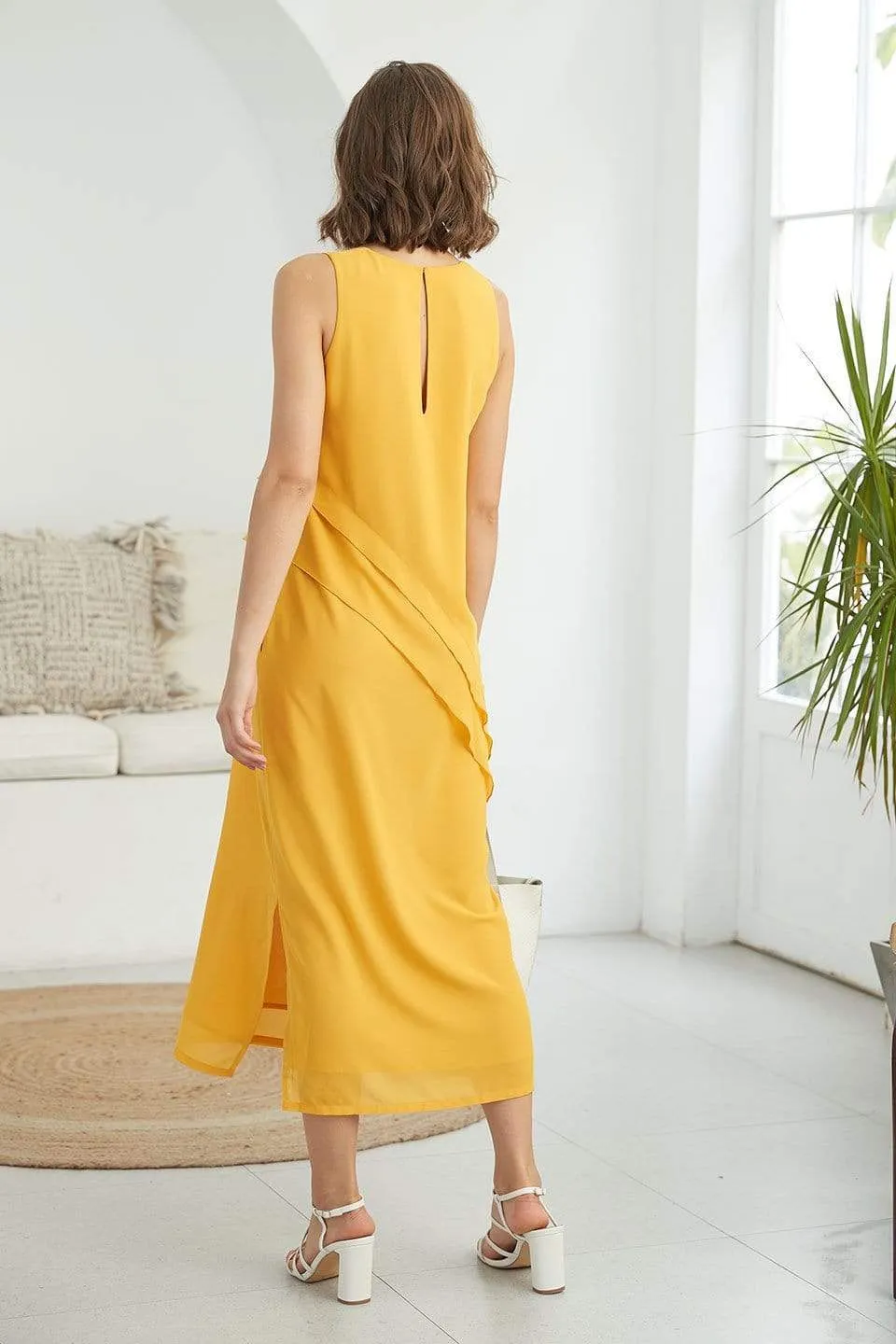 Delja Sleeveless Nursing Dress Yellow