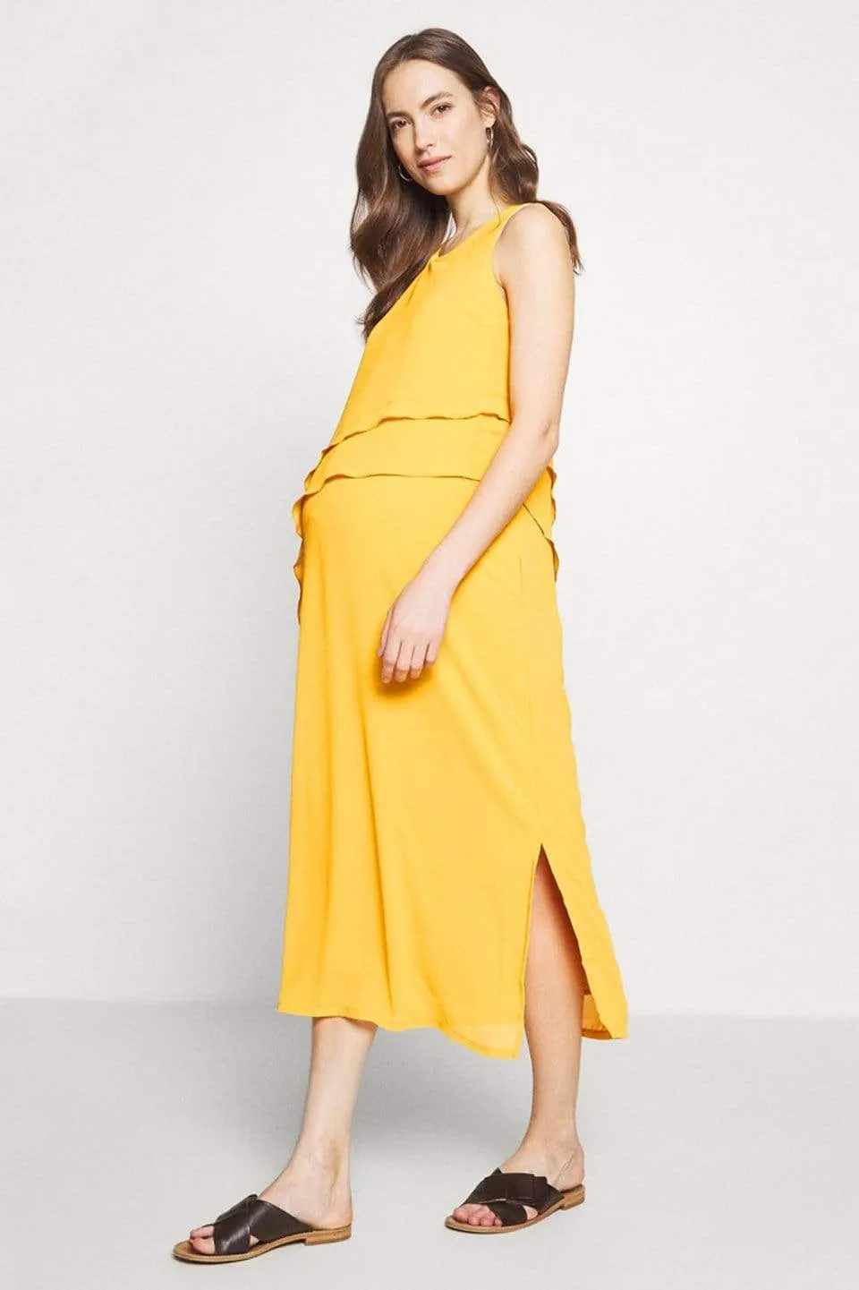 Delja Sleeveless Nursing Dress Yellow