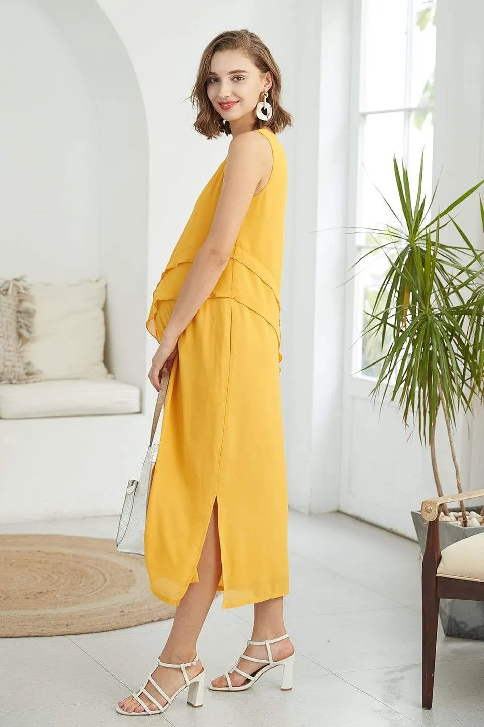 Delja Sleeveless Nursing Dress Yellow