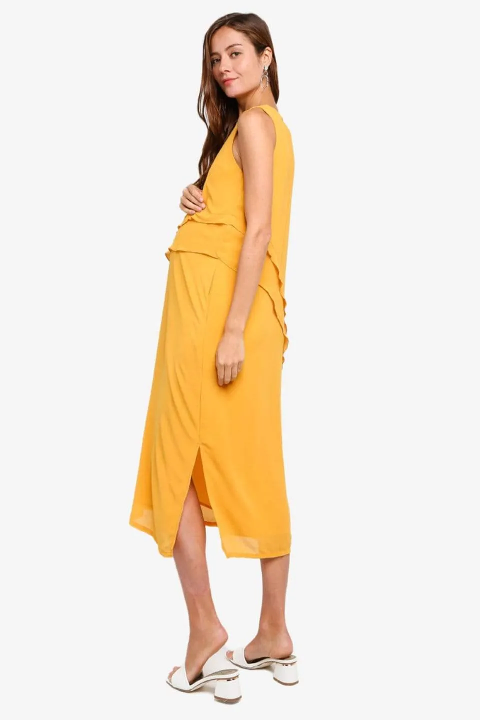 Delja Sleeveless Nursing Dress Yellow