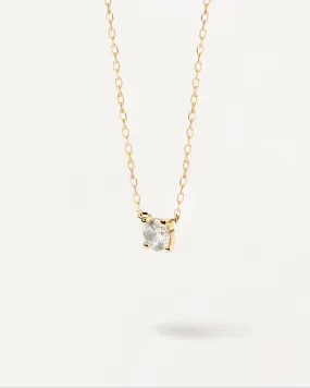 Diamonds and Gold Solitaire Medium Necklace