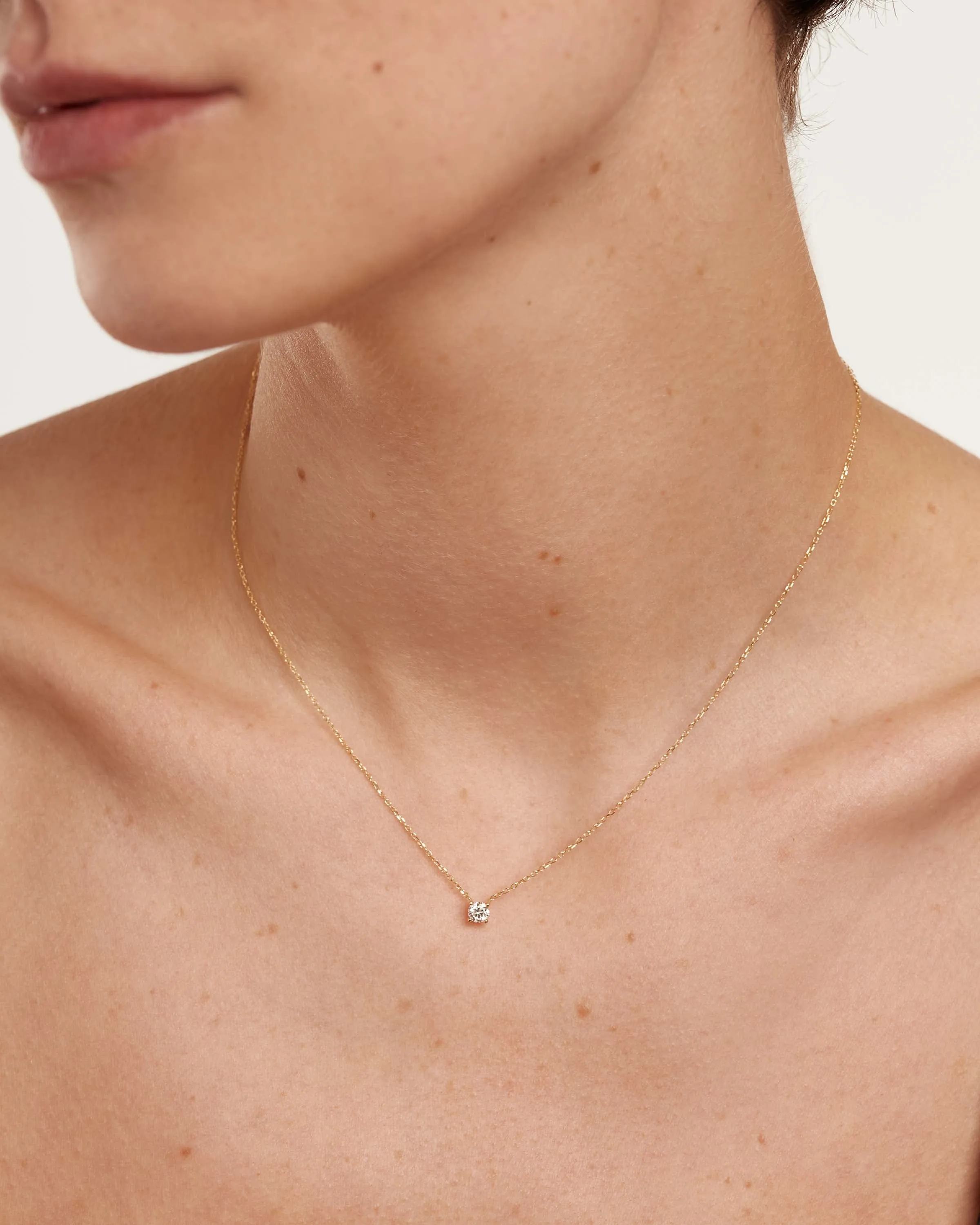 Diamonds and Gold Solitaire Medium Necklace