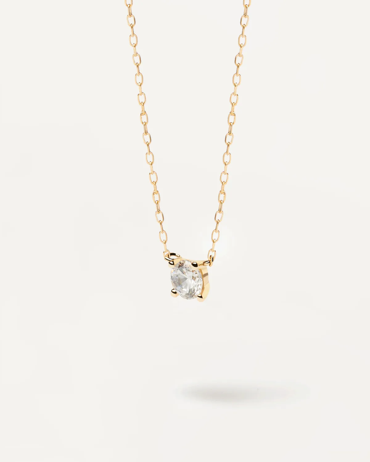 Diamonds and Gold Solitaire Medium Necklace