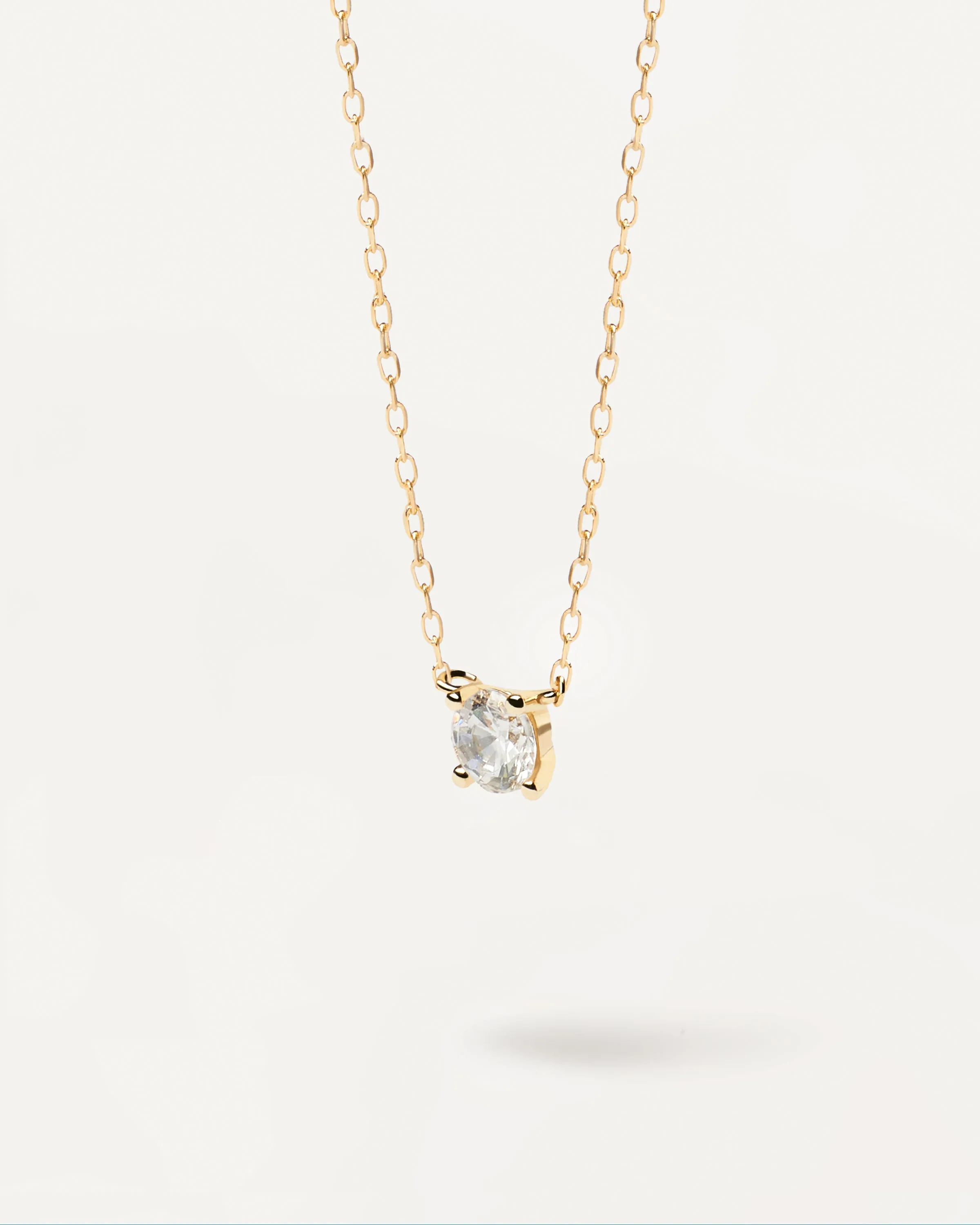 Diamonds and Gold Solitaire Medium Necklace