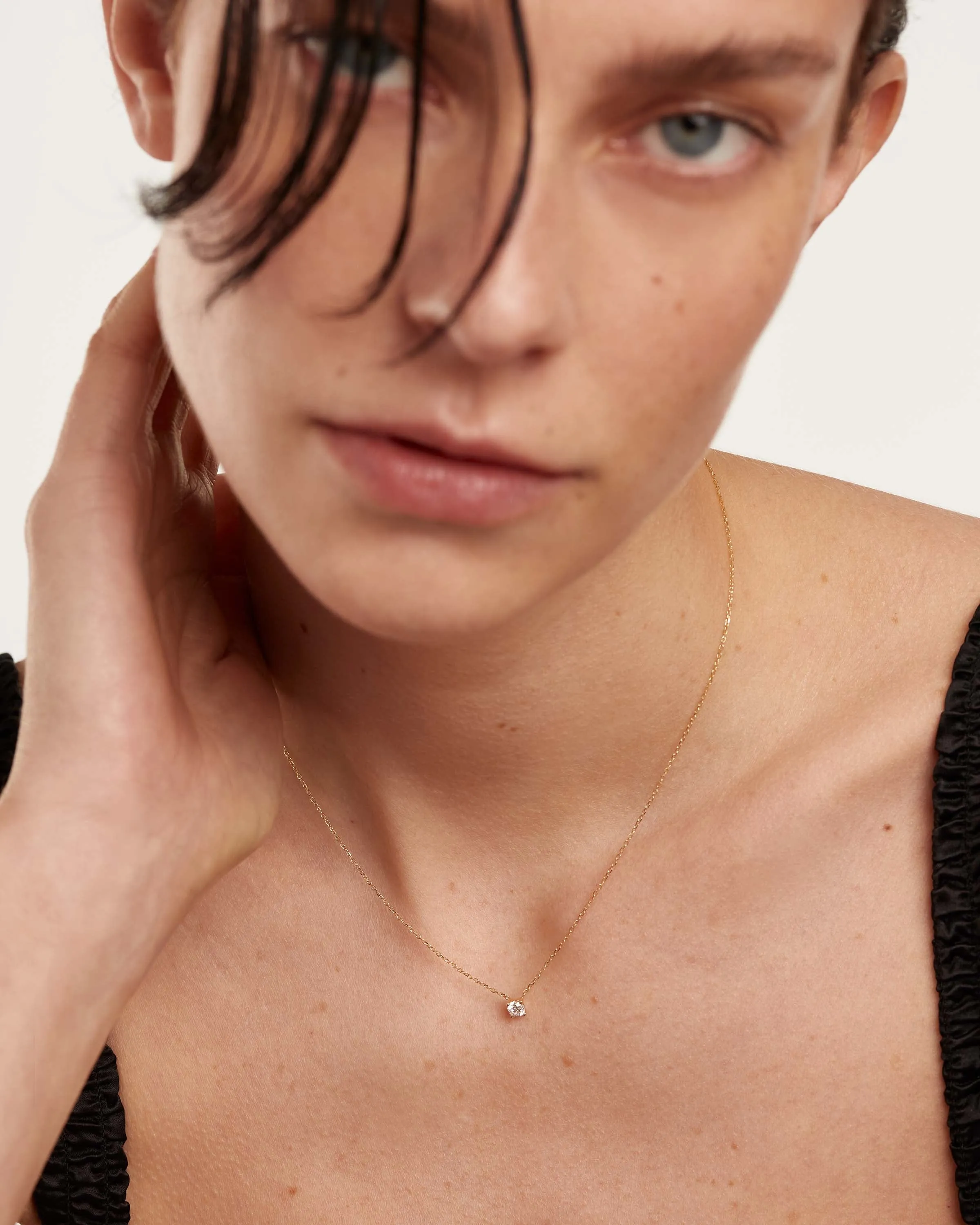 Diamonds and Gold Solitaire Medium Necklace